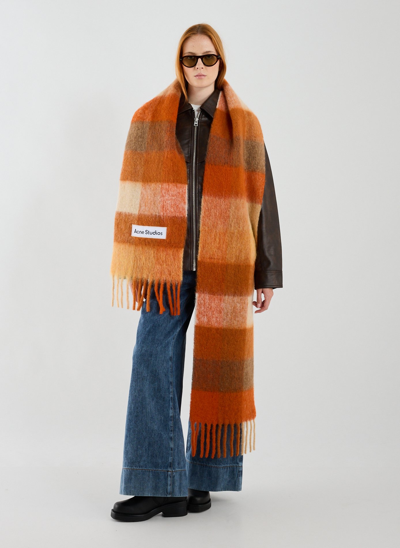 Echarpe à carreaux en laine mélangée ACNE STUDIOS Multicolore