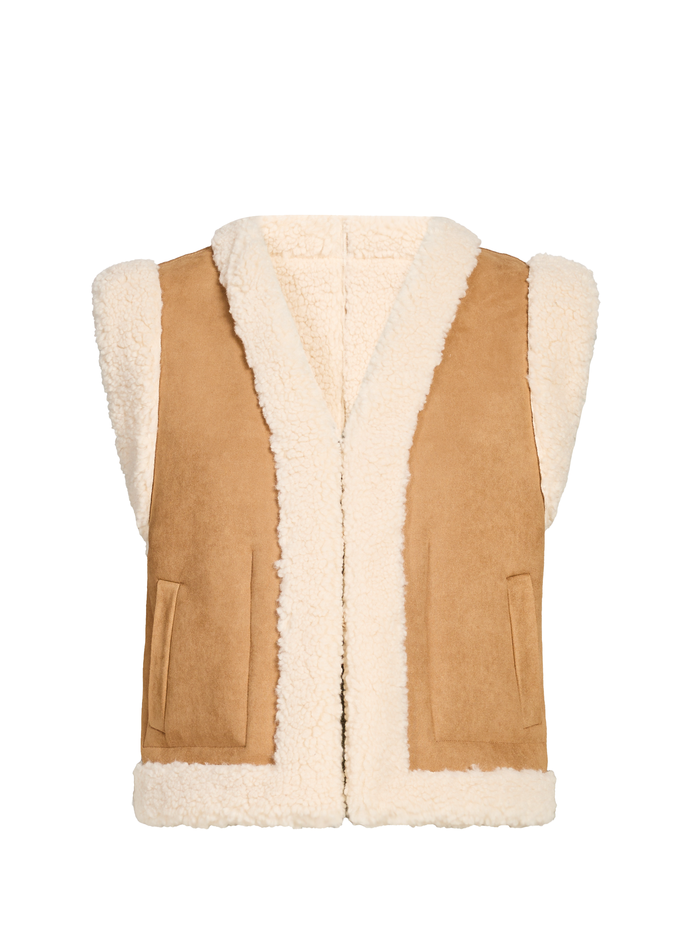 SUNCOO Reversible sherpa and velvet straight jacket Brown