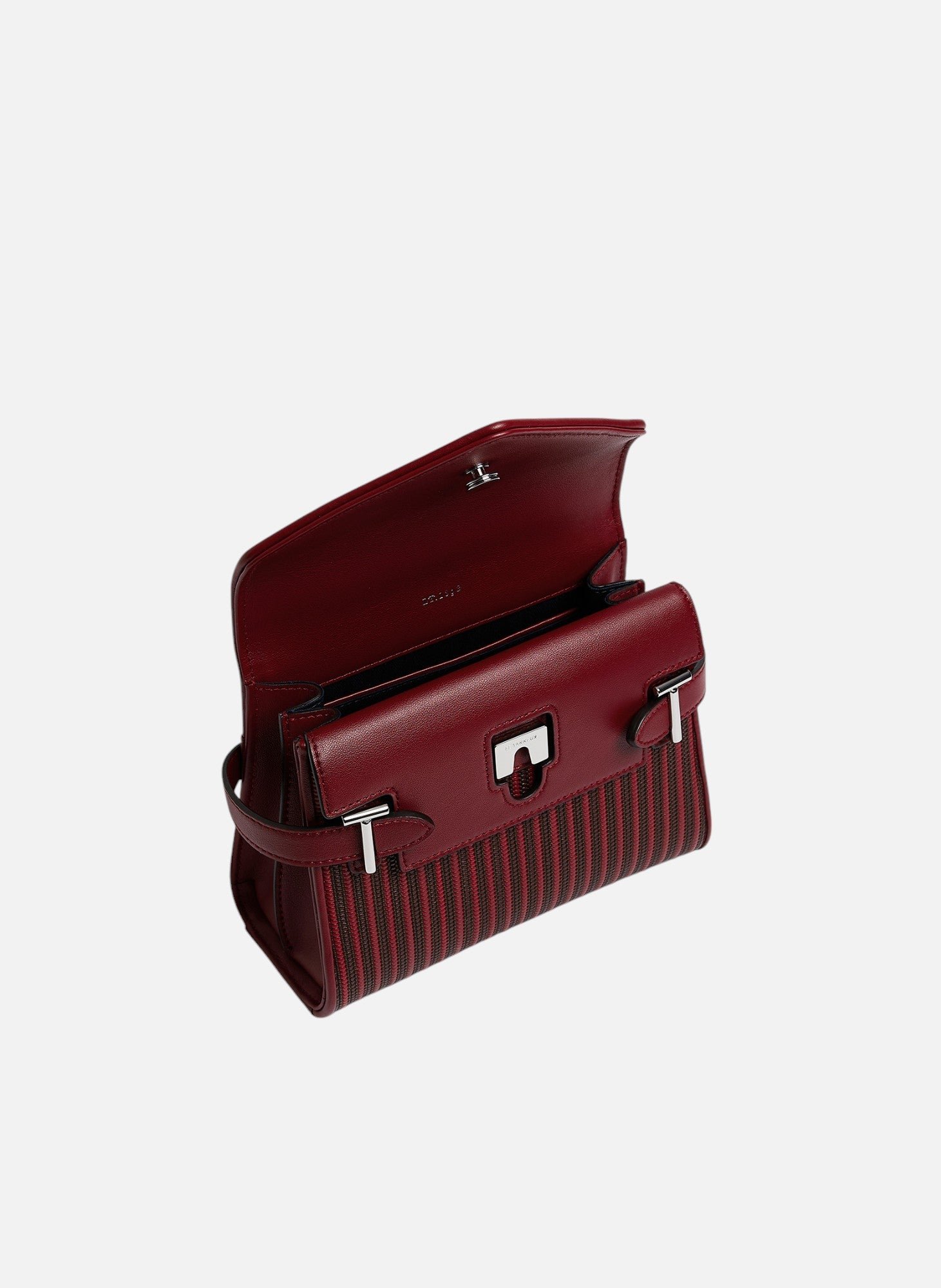 Petit sac à main double rabat emilie en cuir tressé LE TANNEUR Rouge