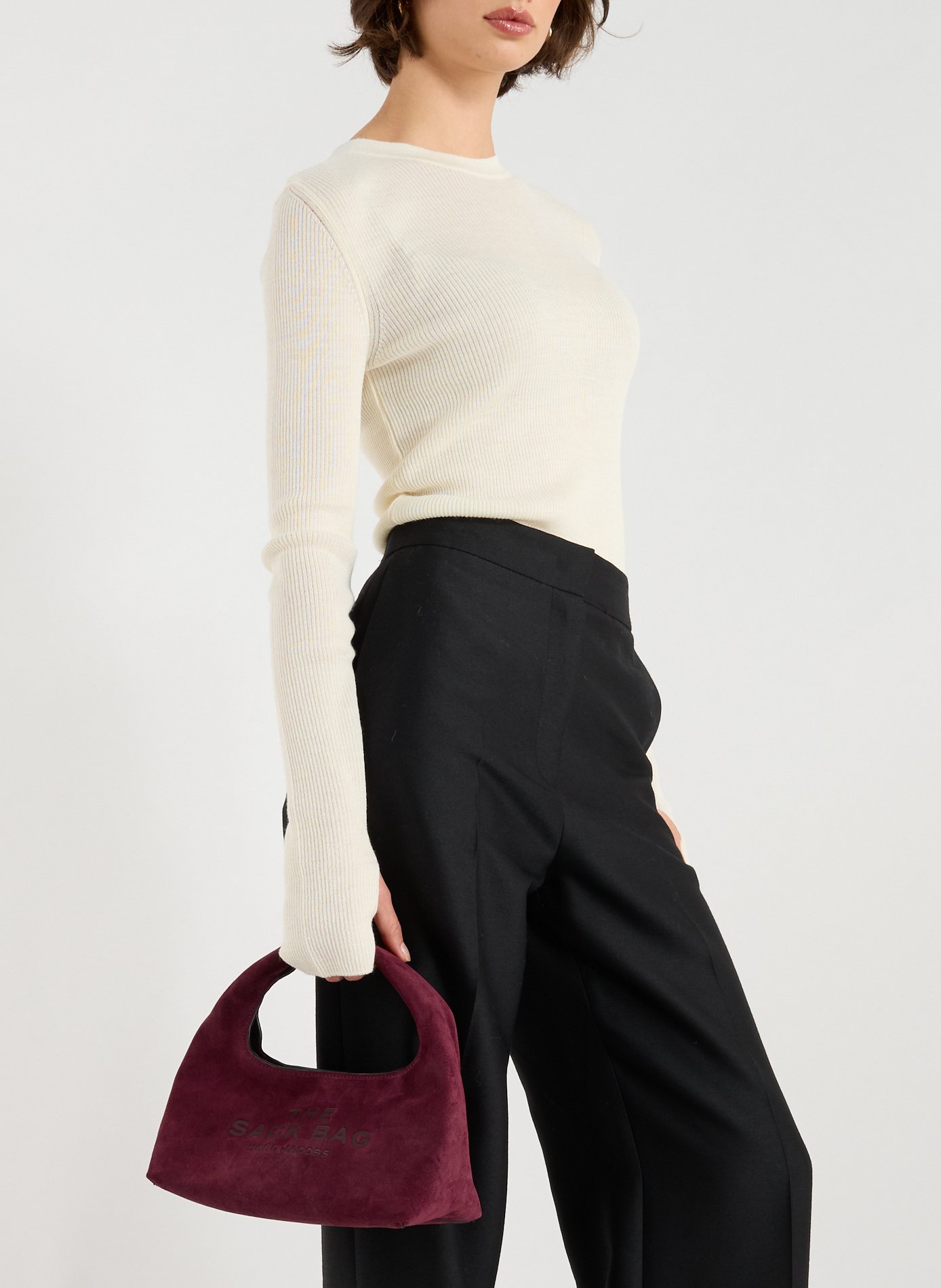 Sac à main The Mini Sack Bag en cuir suédé MARC JACOBS Rouge