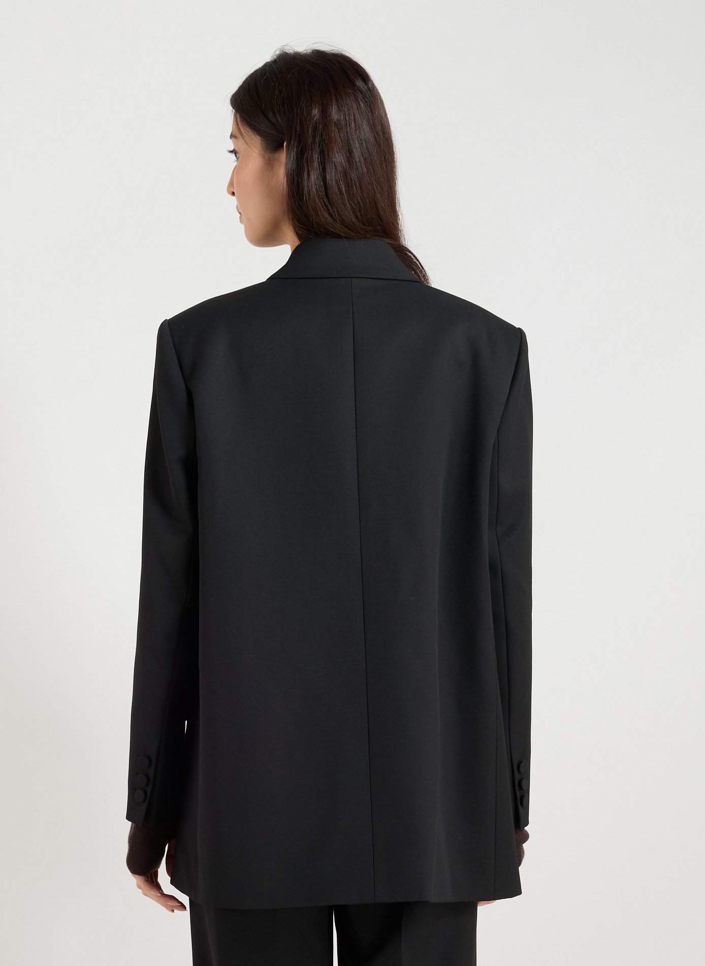 Veste large col tailleur en laine mélangée R2W Noir