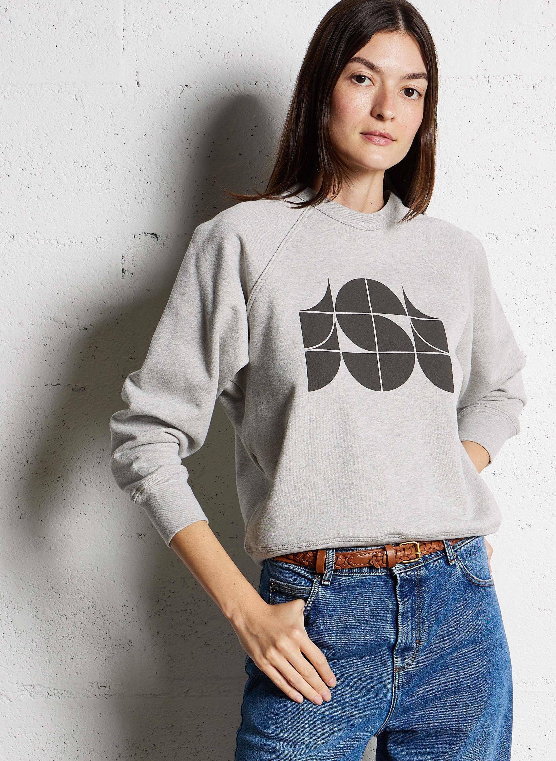 Sweat droit col rond en coton bio pascal SOEUR Gris