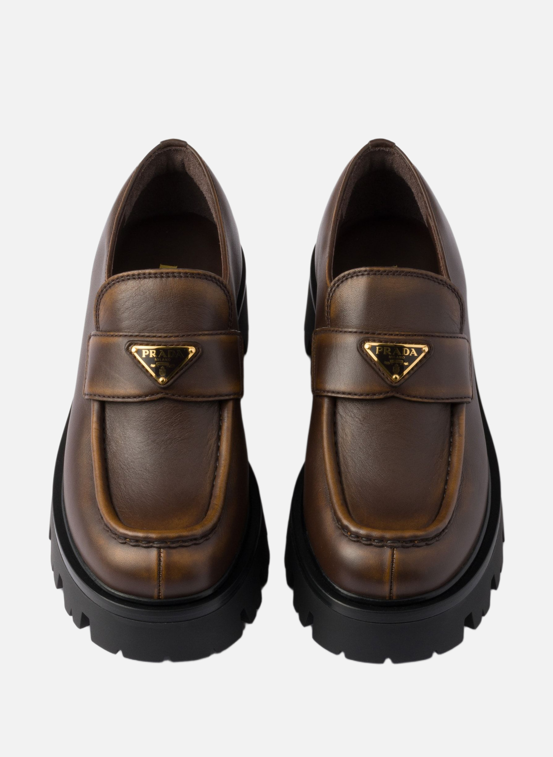Mocassins en cuir PRADA Marron