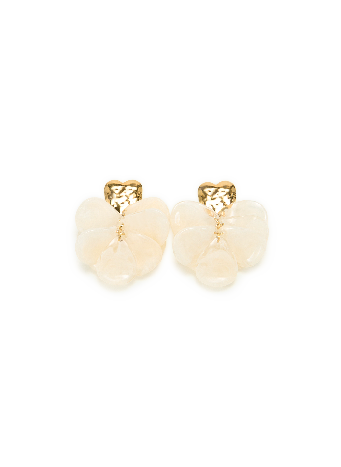 Boucles d'oreille forme fleur AU PRINTEMPS PARIS Beige