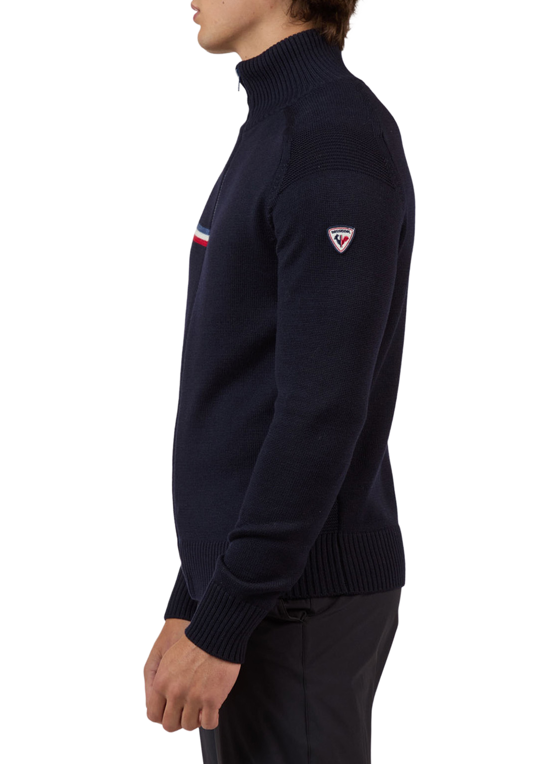 Sweat zippé à col montant en laine mérinos ROSSIGNOL Bleu