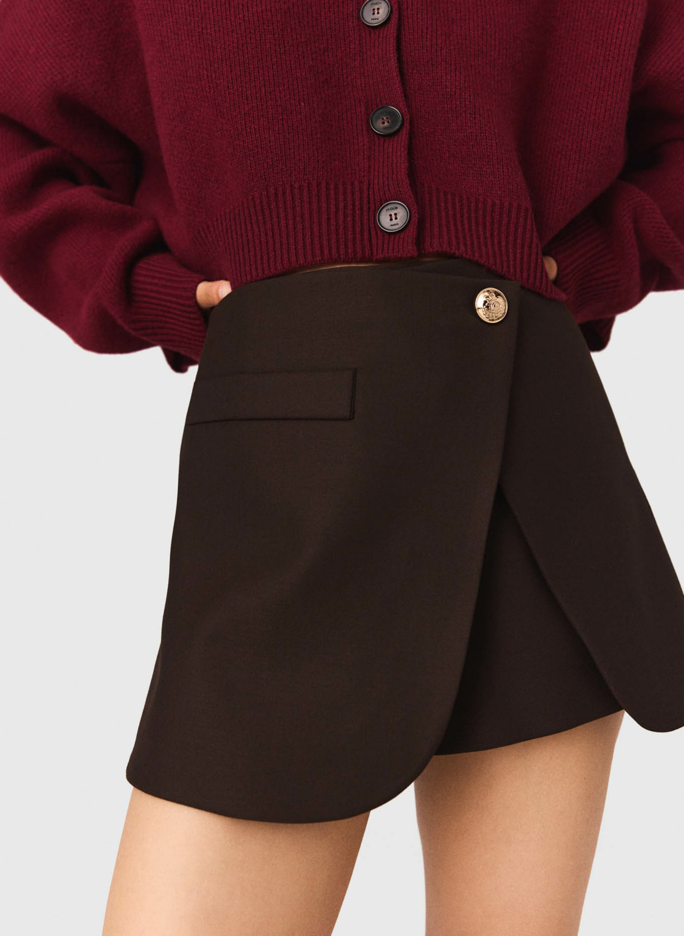 Mini jupe short MAJE Marron