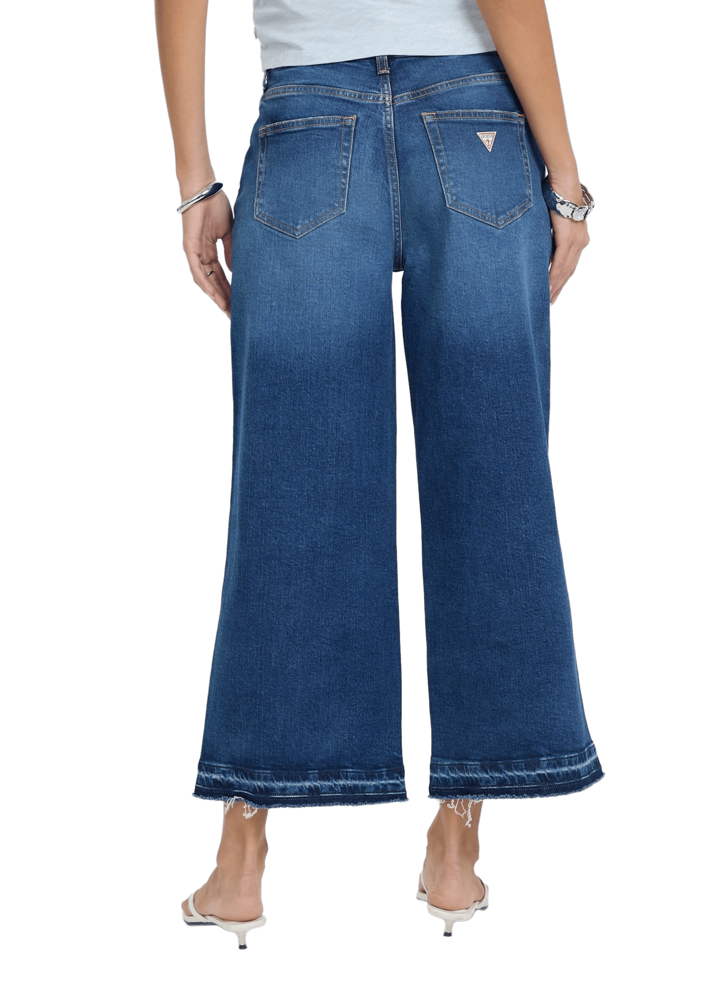 Jean large crapped en coton mélangé GUESS Bleu