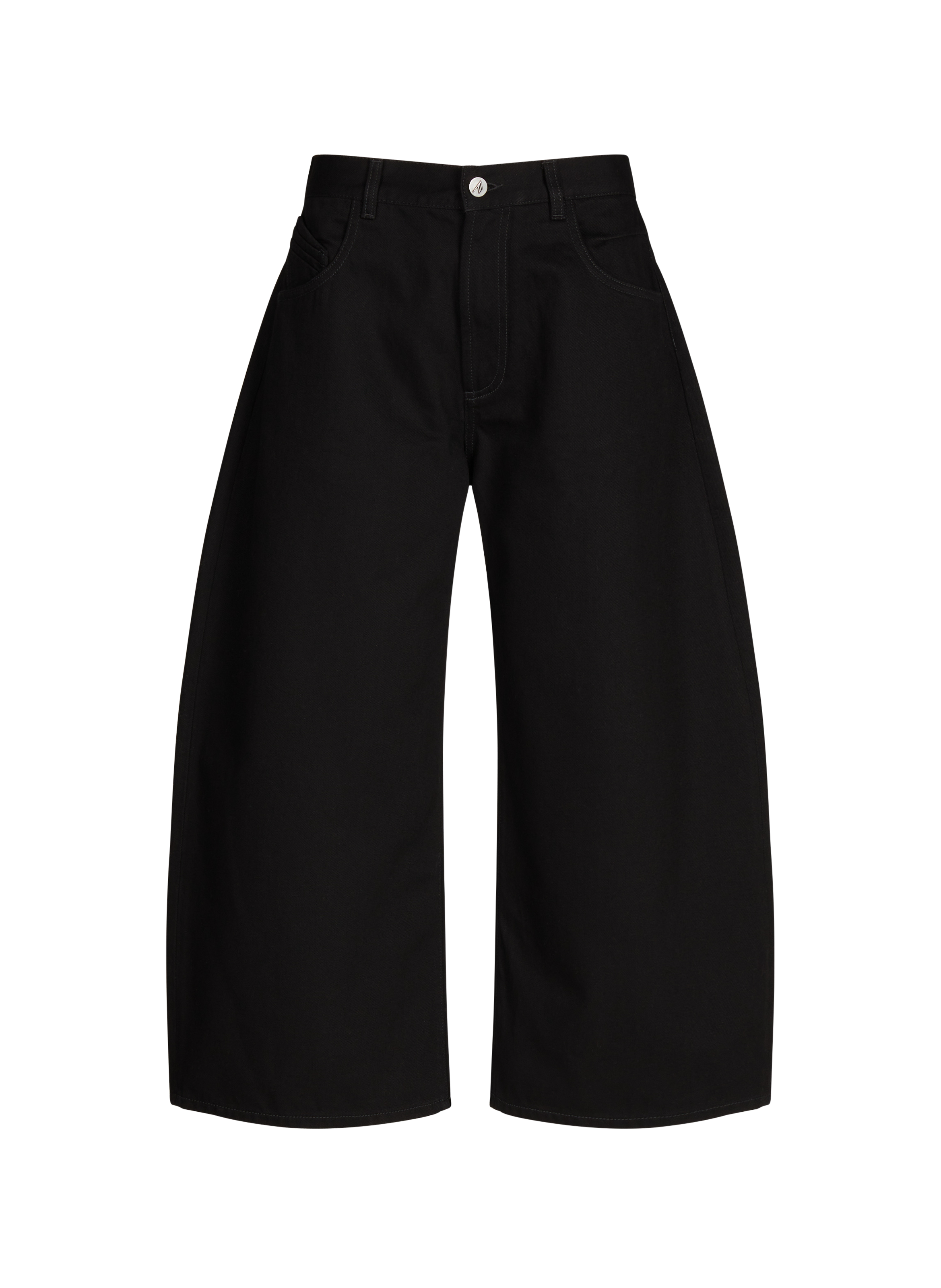 Wide leg 3/4 cotton pants THE ATTICO Black