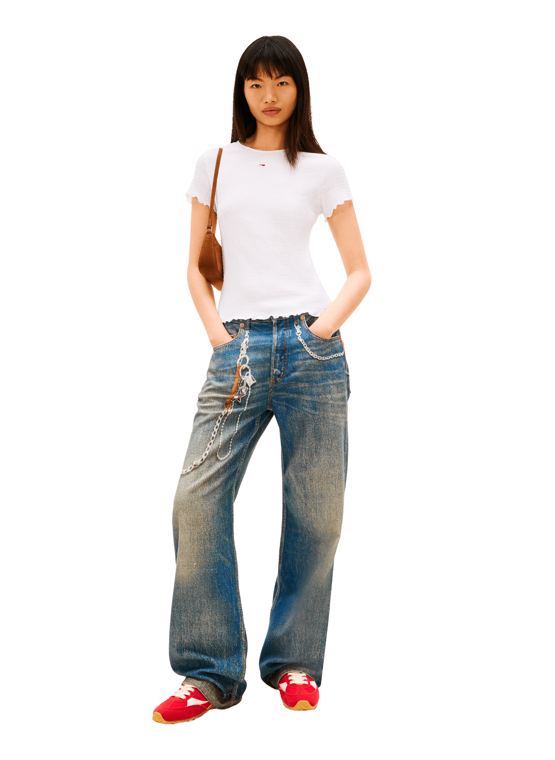 Ribbed logo T-shirt TOMMY HILFIGER White