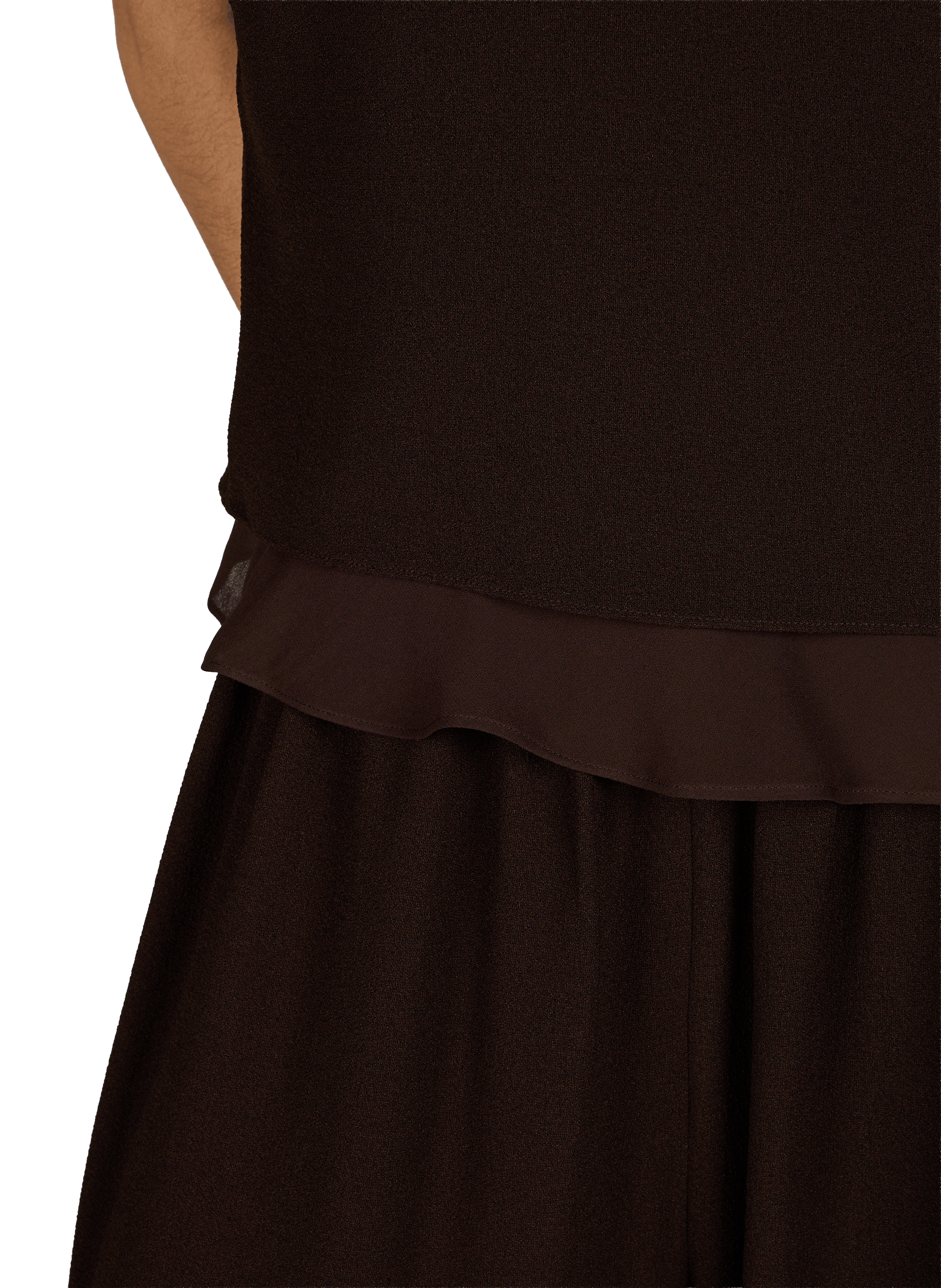 Top sans manches à col rond ROTATE Marron