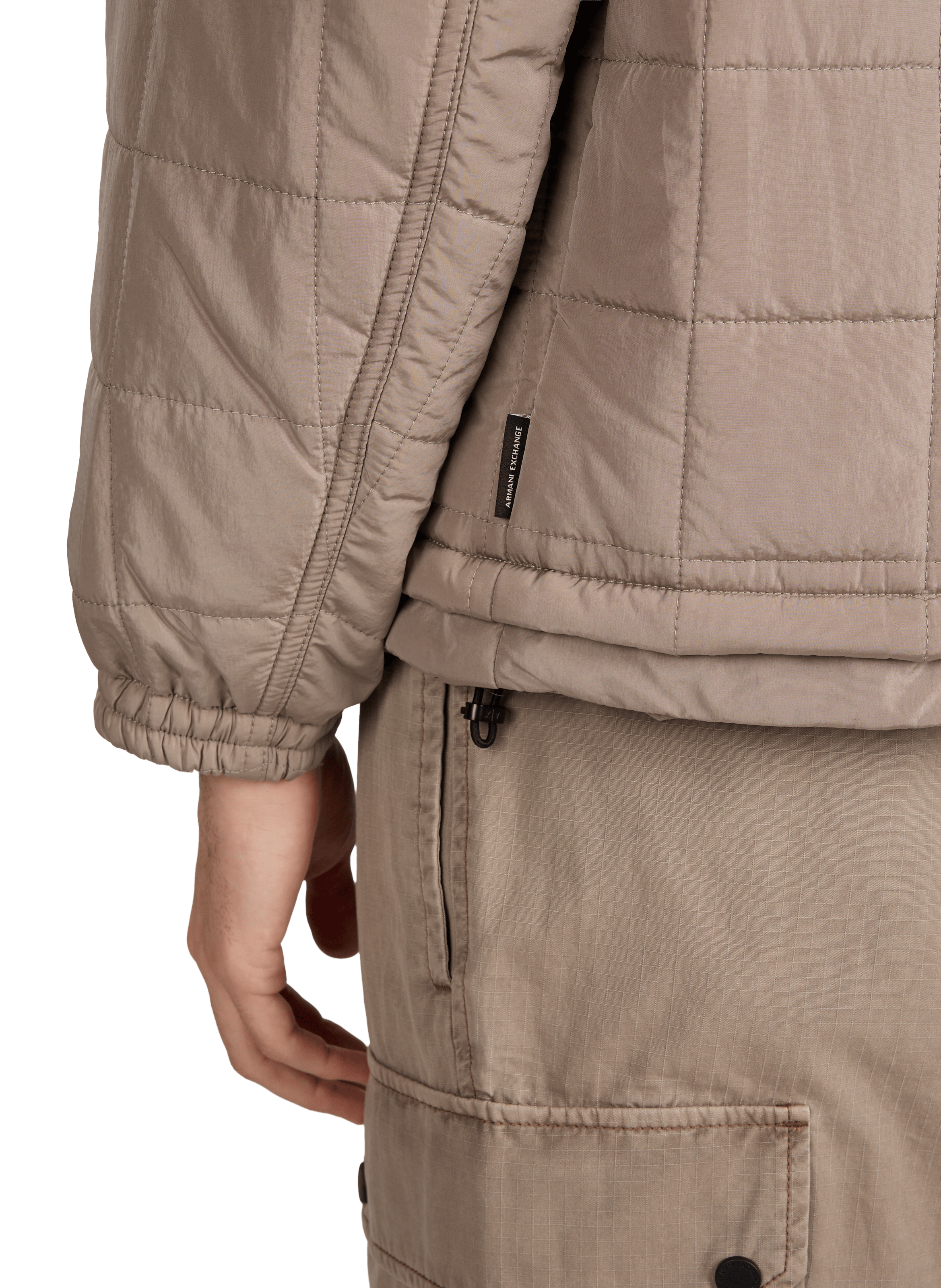 Blouson droit matelassé à col classique ARMANI EXCHANGE Beige