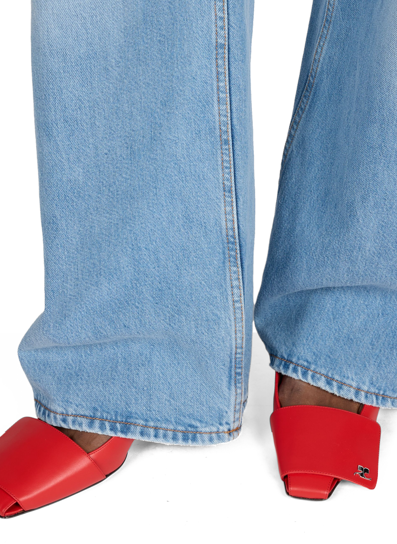 Escarpins à bride en cuir COURRÈGES Rouge