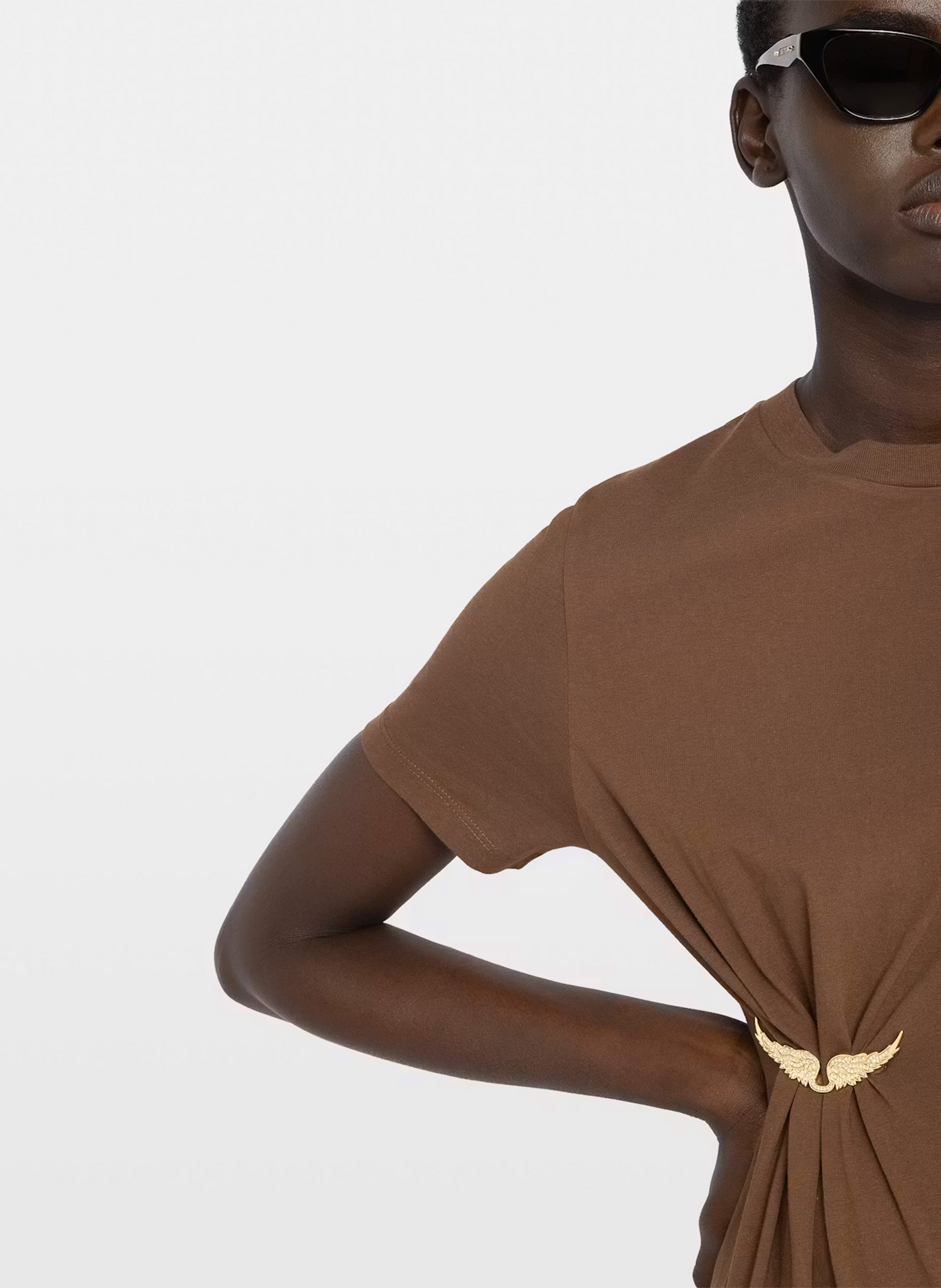 Robe longue manches courtes plissée raja ZADIG&VOLTAIRE Marron