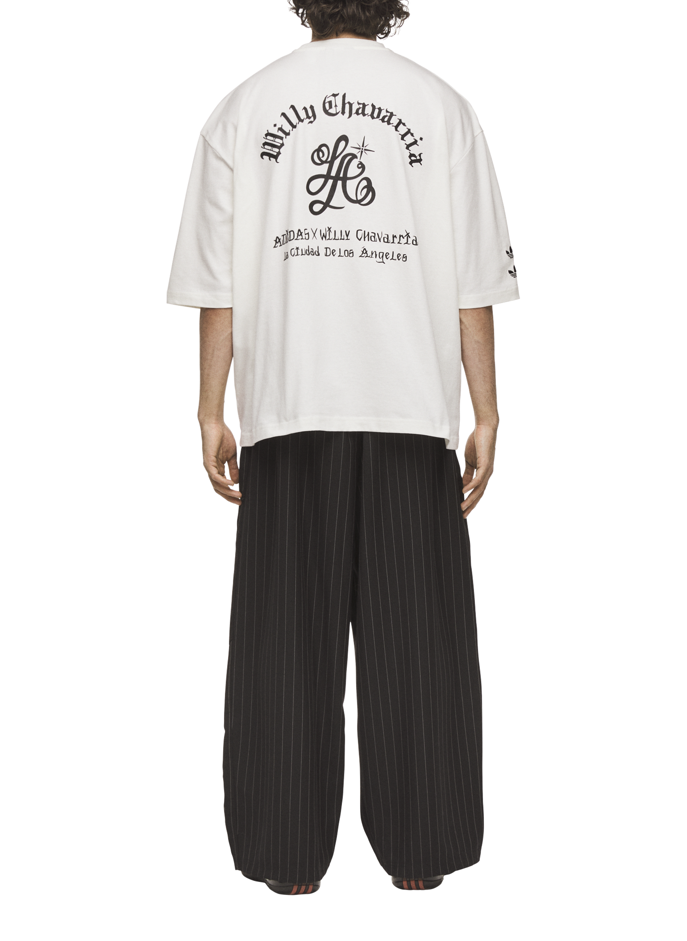 Wide-leg striped trousers in mixed merino wool ADIDAS Grey