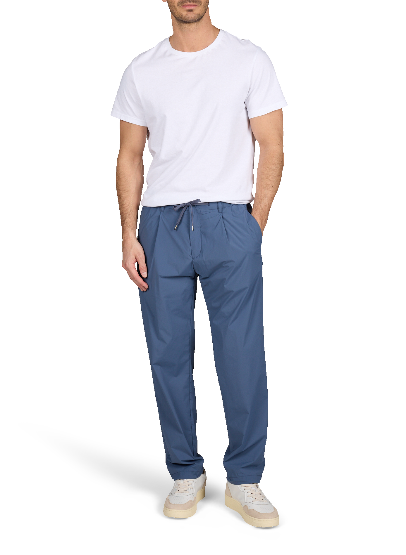 Straight pants with drawstring. HERNO Blue