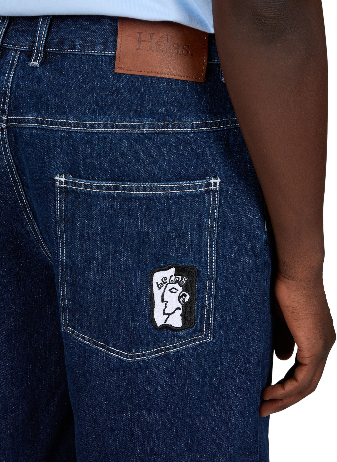 Short denim with cotton embroidery details HELAS CAPS Blue