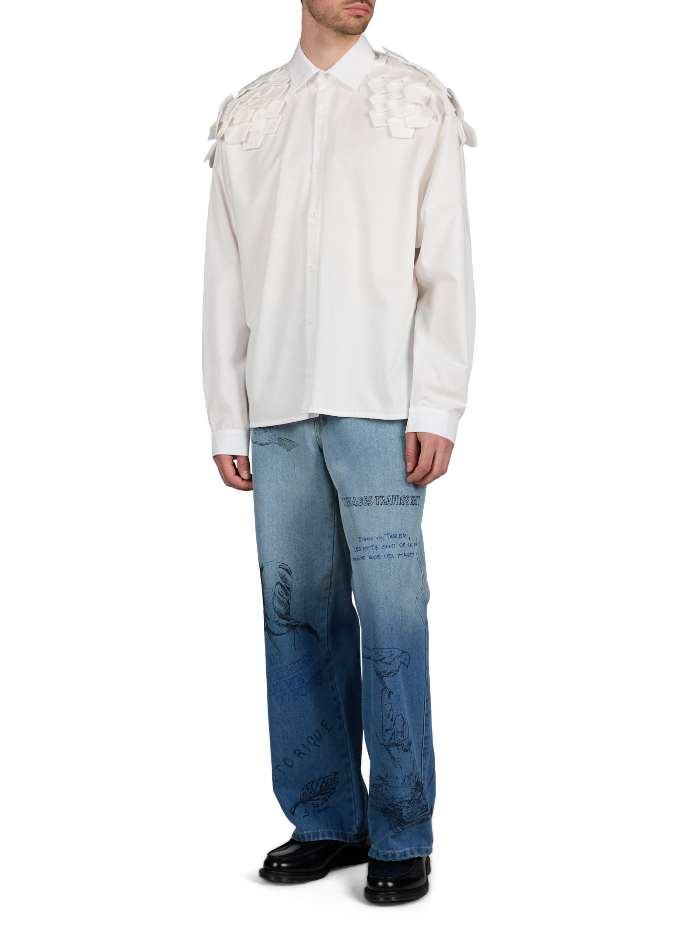 Rechte jeans met katoenen print PAS UNE MARQUE Blauw