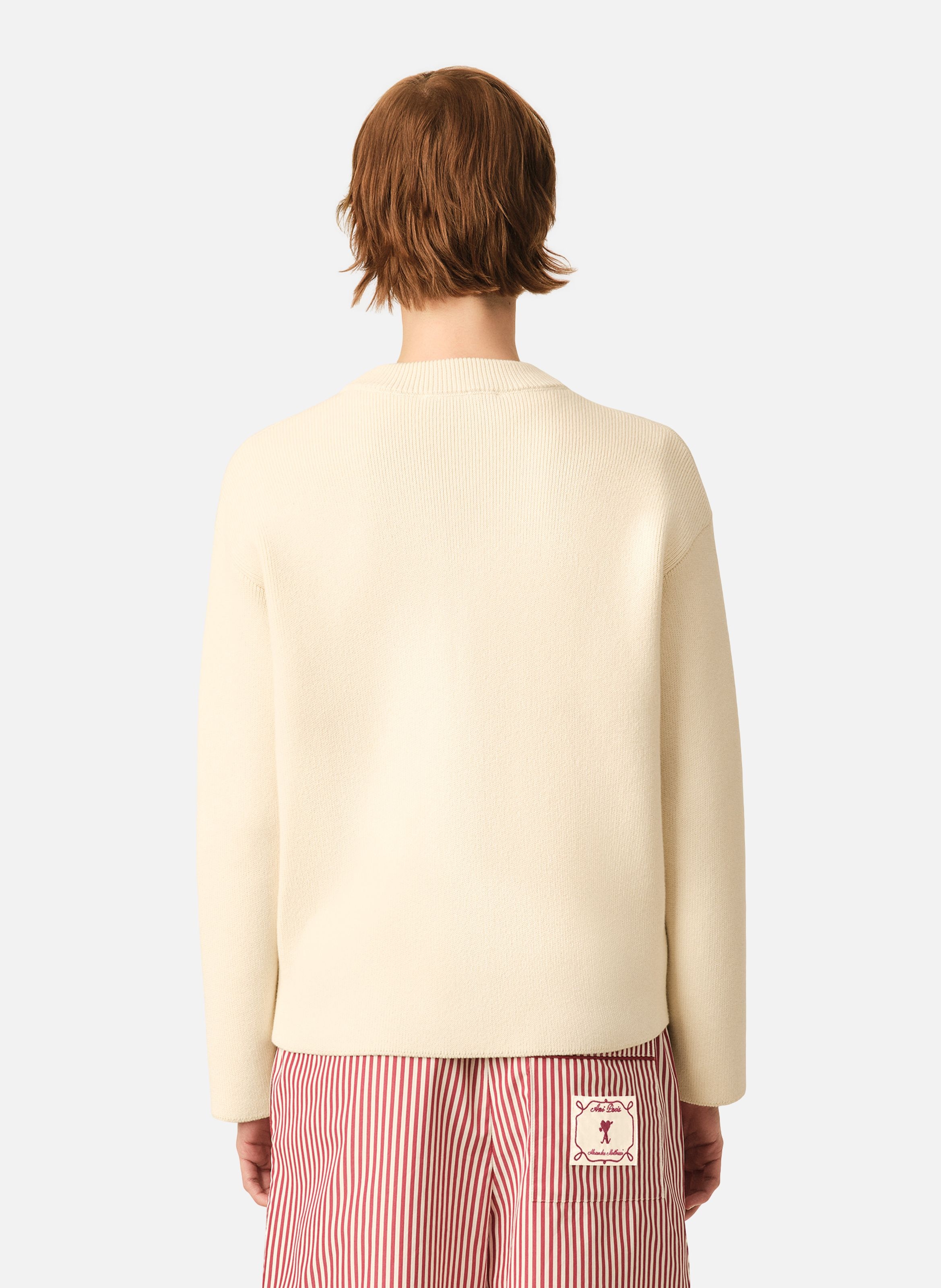 Cardigan ami de coeur flèche en coton et laine AMI PARIS Blanc