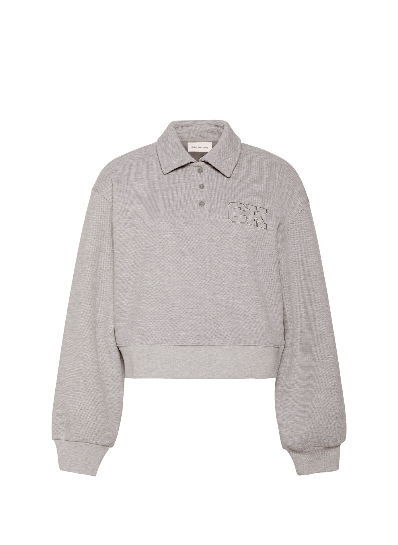 Pull ample à col polo CALVIN KLEIN Gris