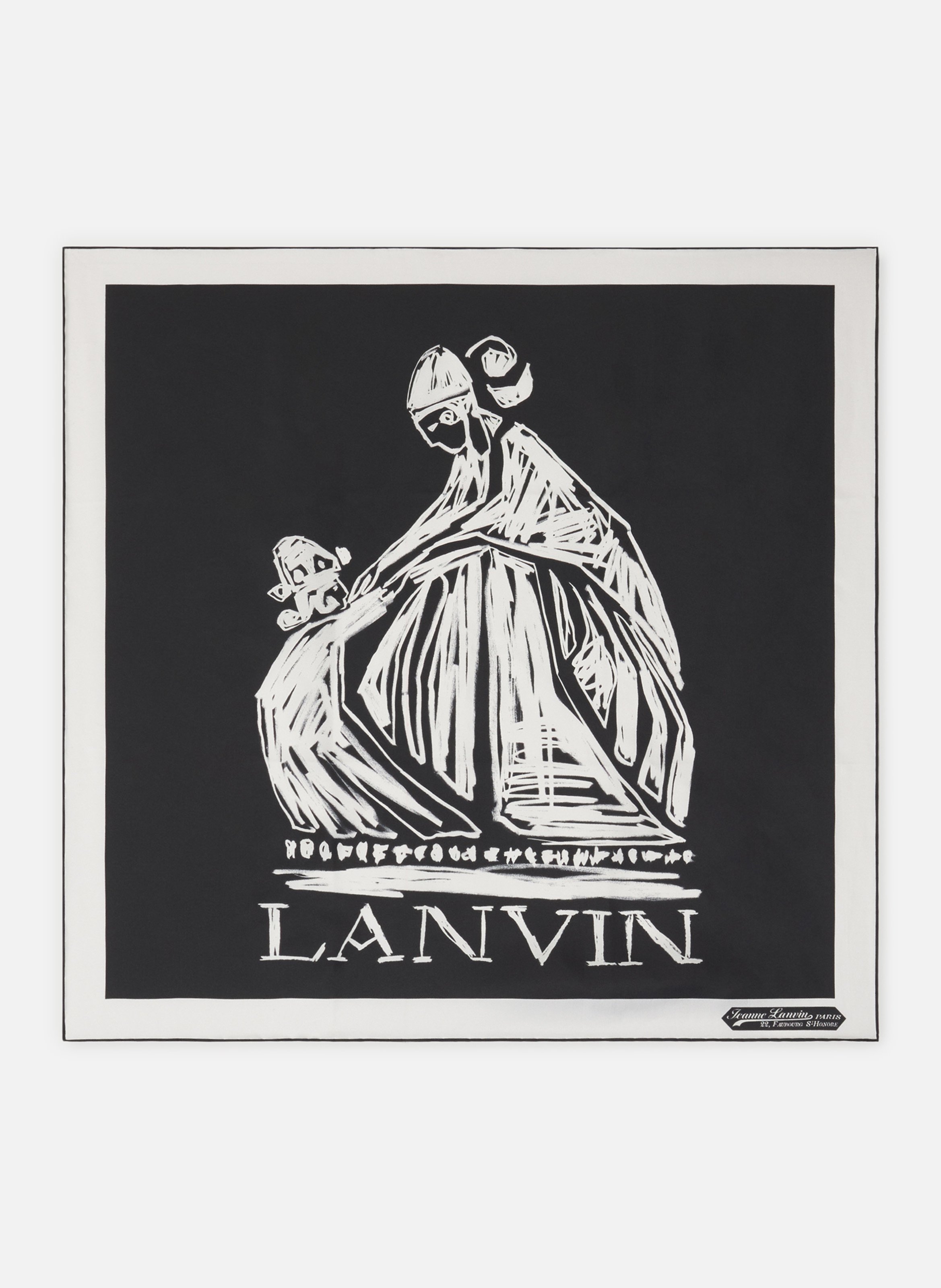 Foulard en soie imprimé mère & enfant LANVIN Gris