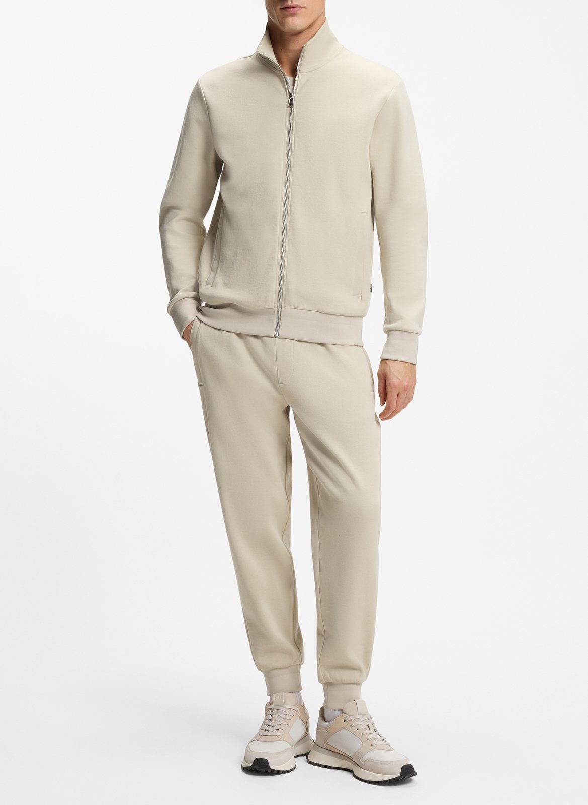 Sweat droit en coton mélangé BOSS Beige