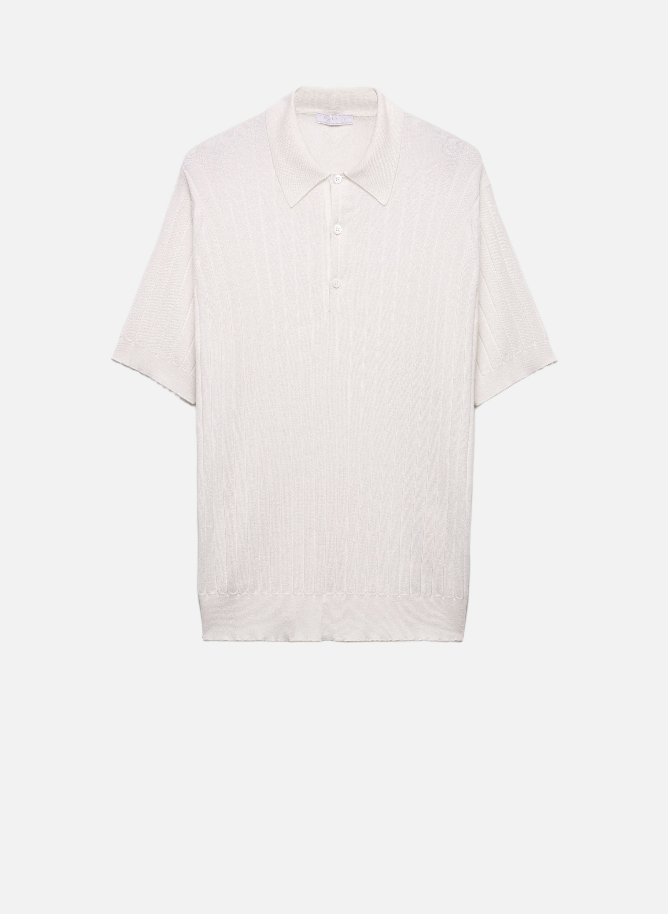 Polo en cachemire et soie PRADA Blanc