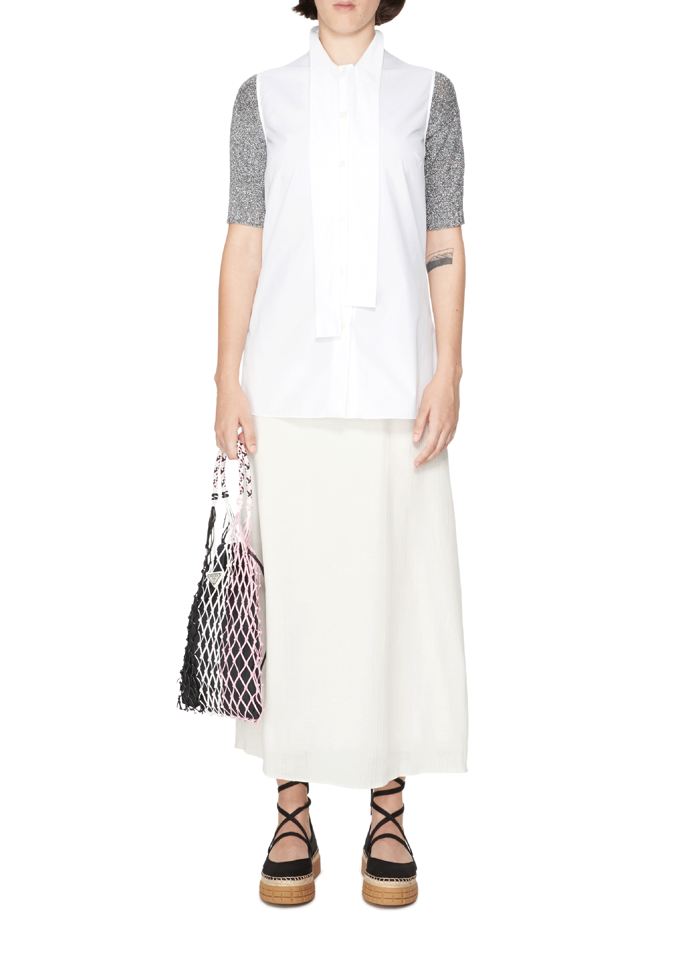 Mouwloze katoenen top PRADA Wit