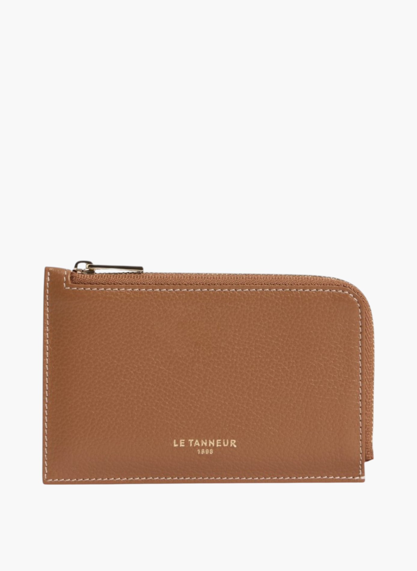 Porte cartes zippé albertine en cuir grainé LE TANNEUR Marron