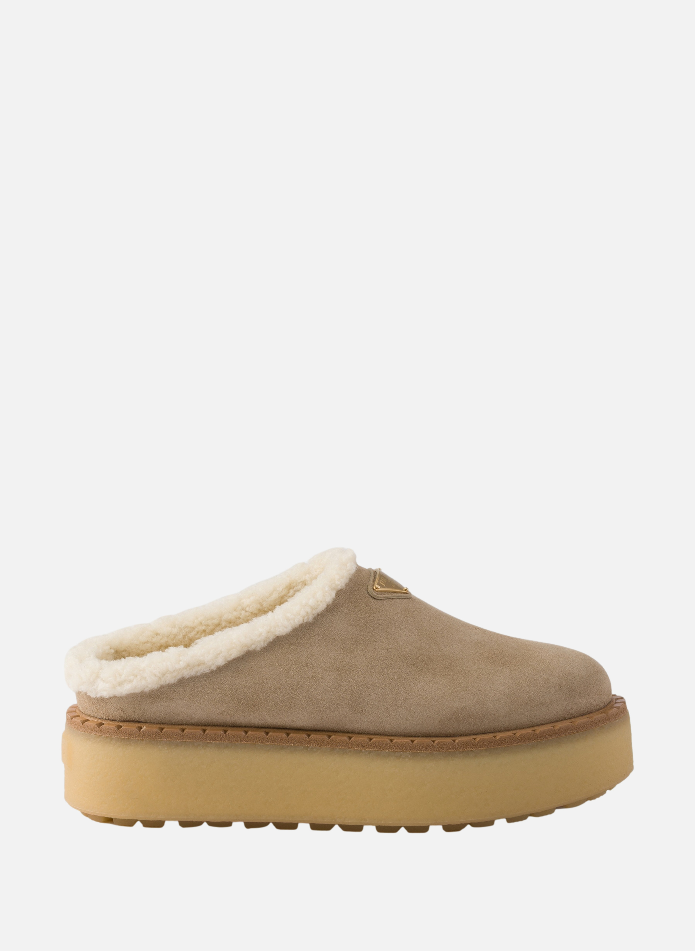 Pantoufles en veau velours PRADA Beige