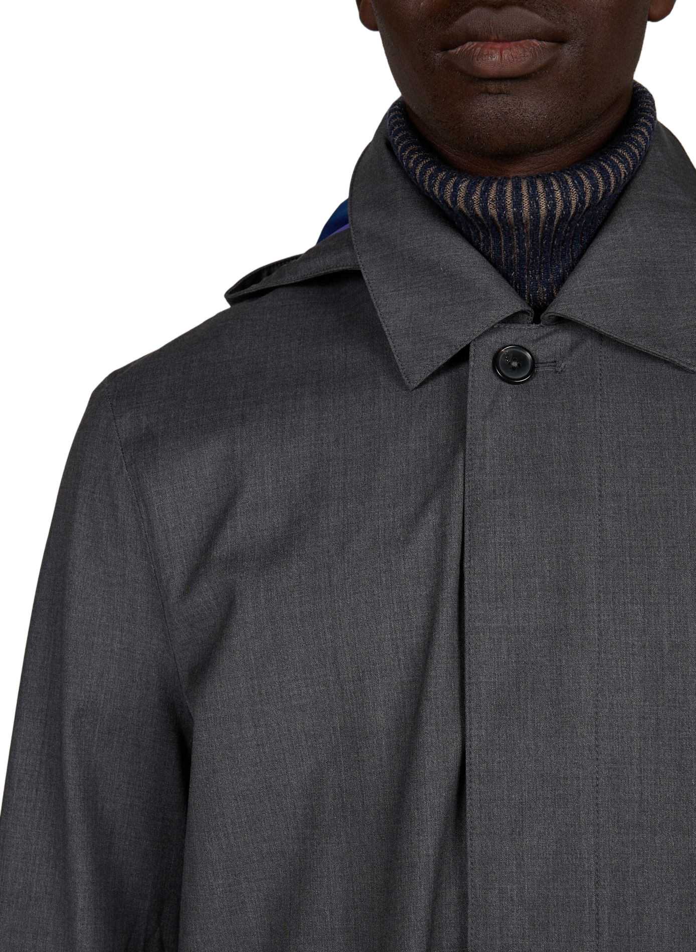 Manteau uni long en laine PAUL SMITH Gris