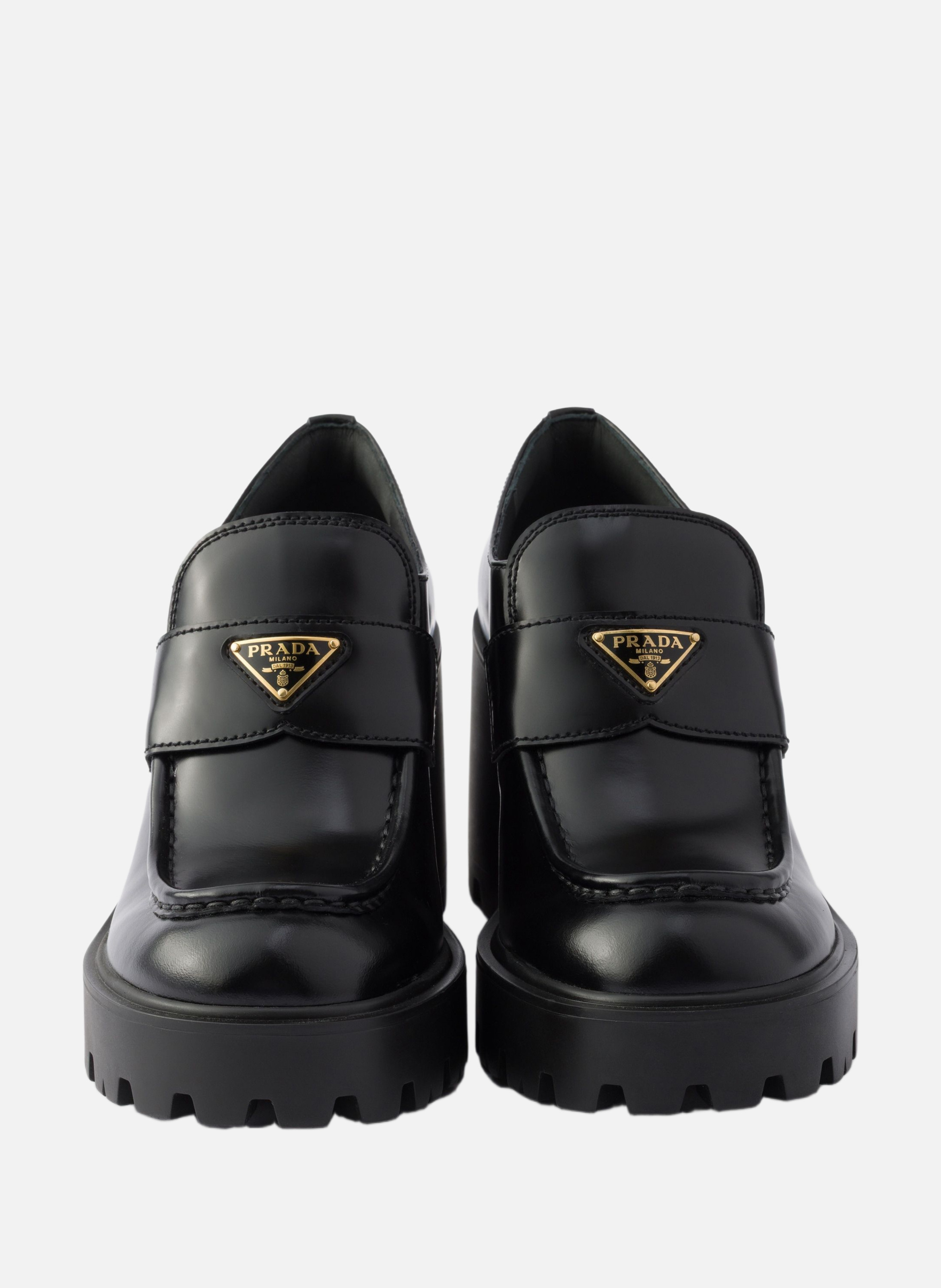Mocassins en cuir brossé PRADA Noir