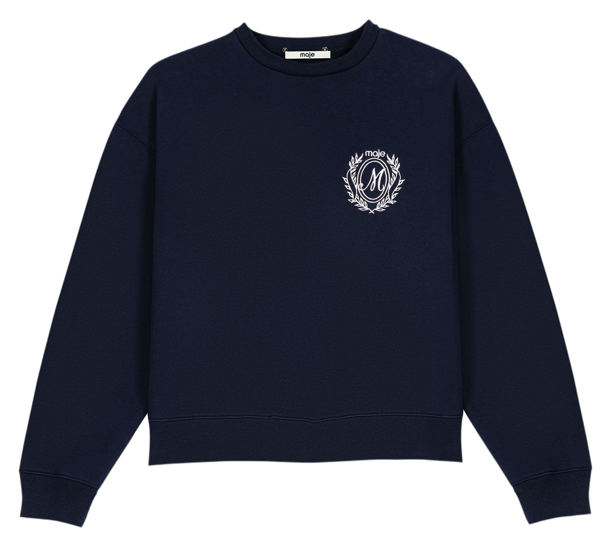 Sweat droit à bijou en coton MAJE Bleu