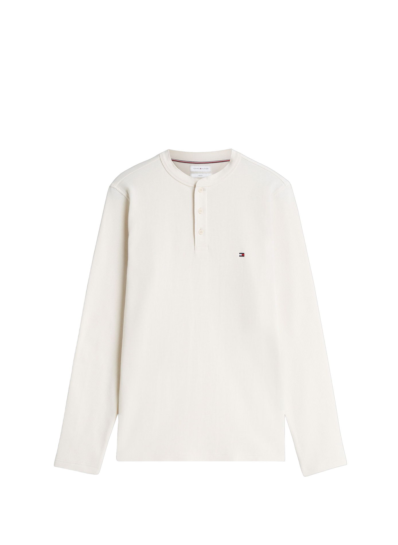 Plain buttoned crew-neck T-shirt TOMMY HILFIGER Beige