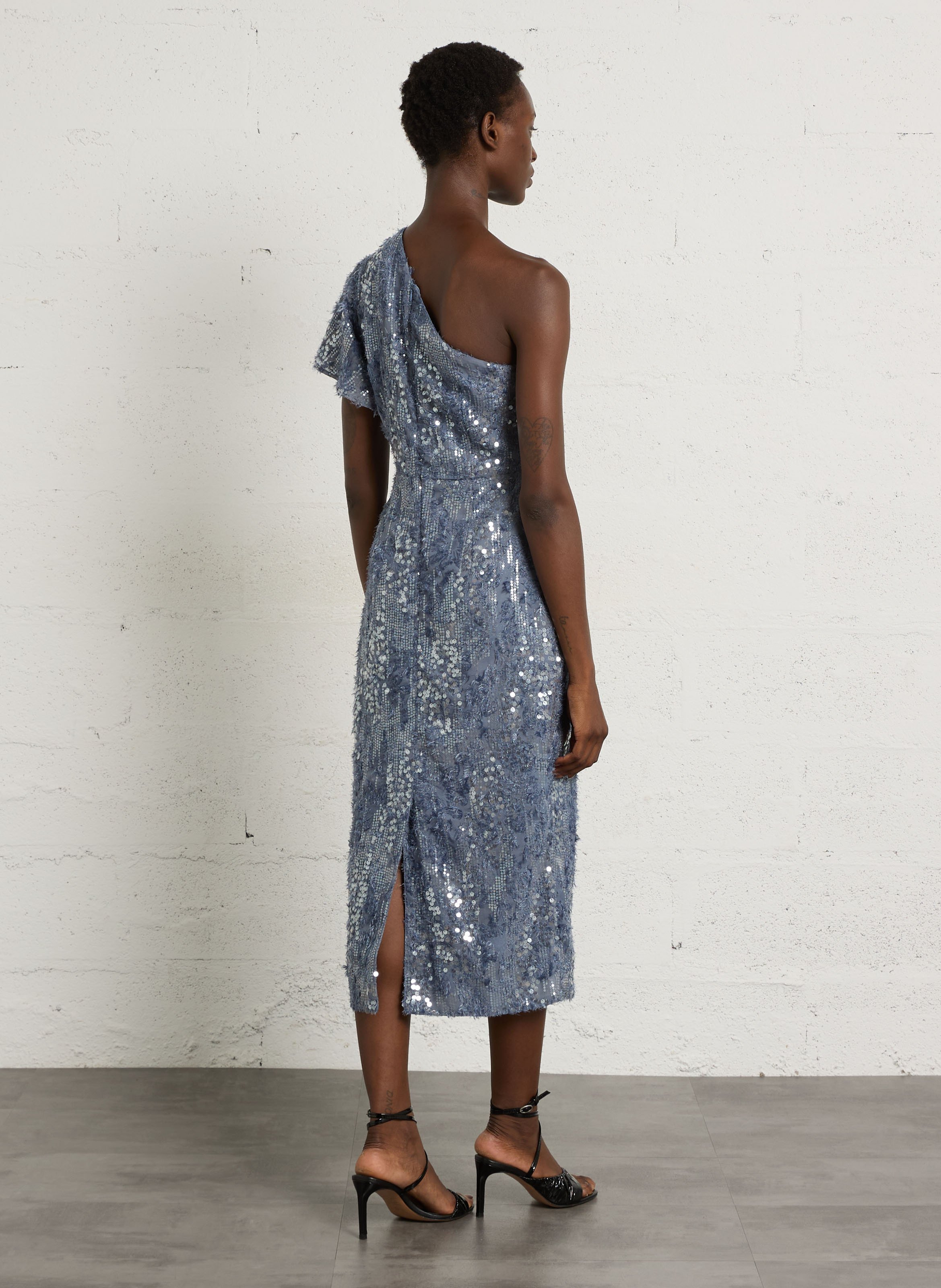 Robe asymétrique à sequins | Bleu IKKS Femme