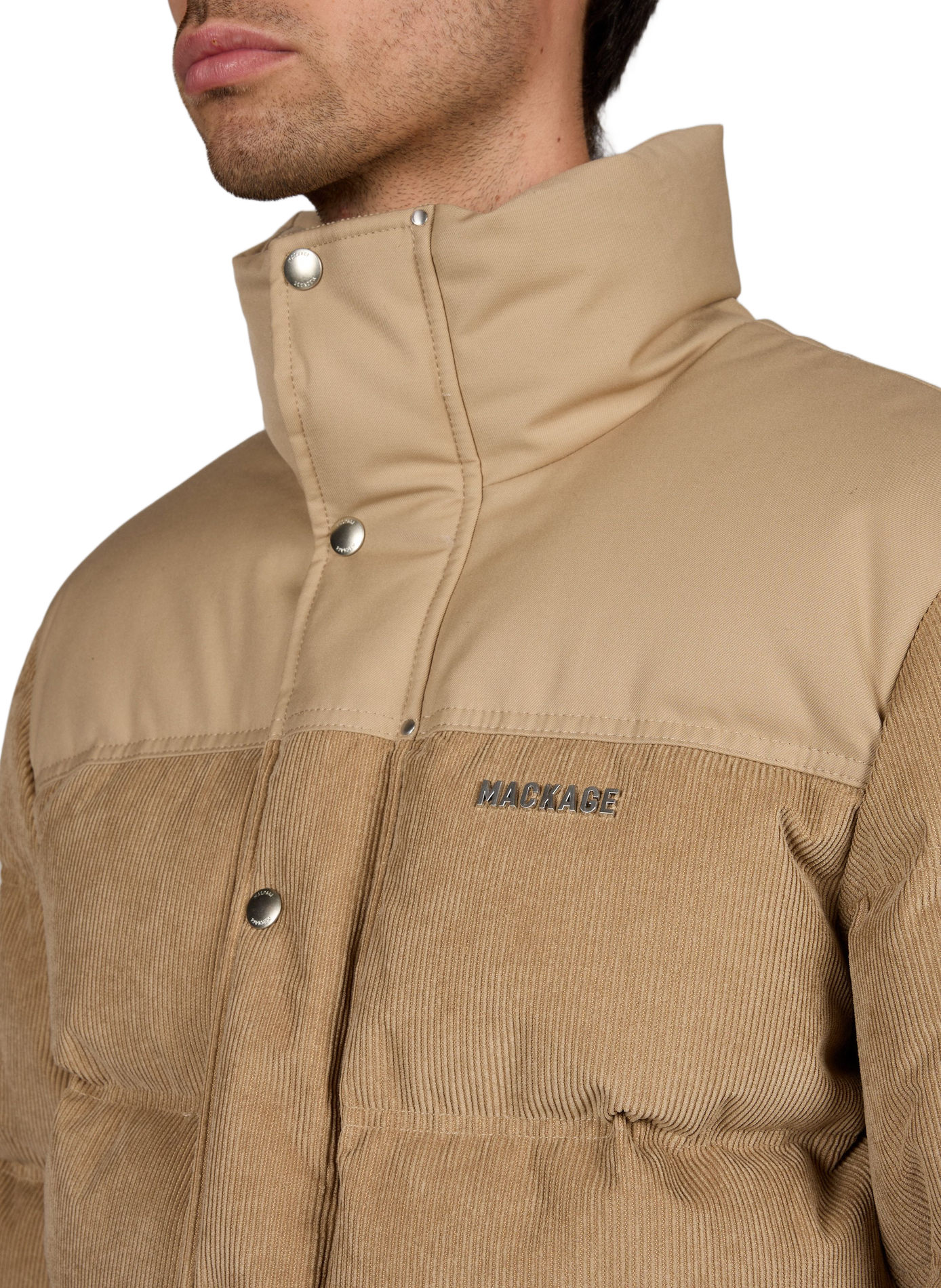 Doudoune Everett-Cdy ample col montant bi-matière MACKAGE Beige