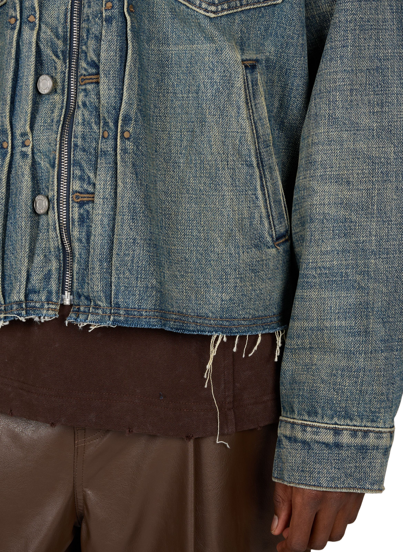 Straight-fit zip-up denim jacket PURPLE BRAND Blue