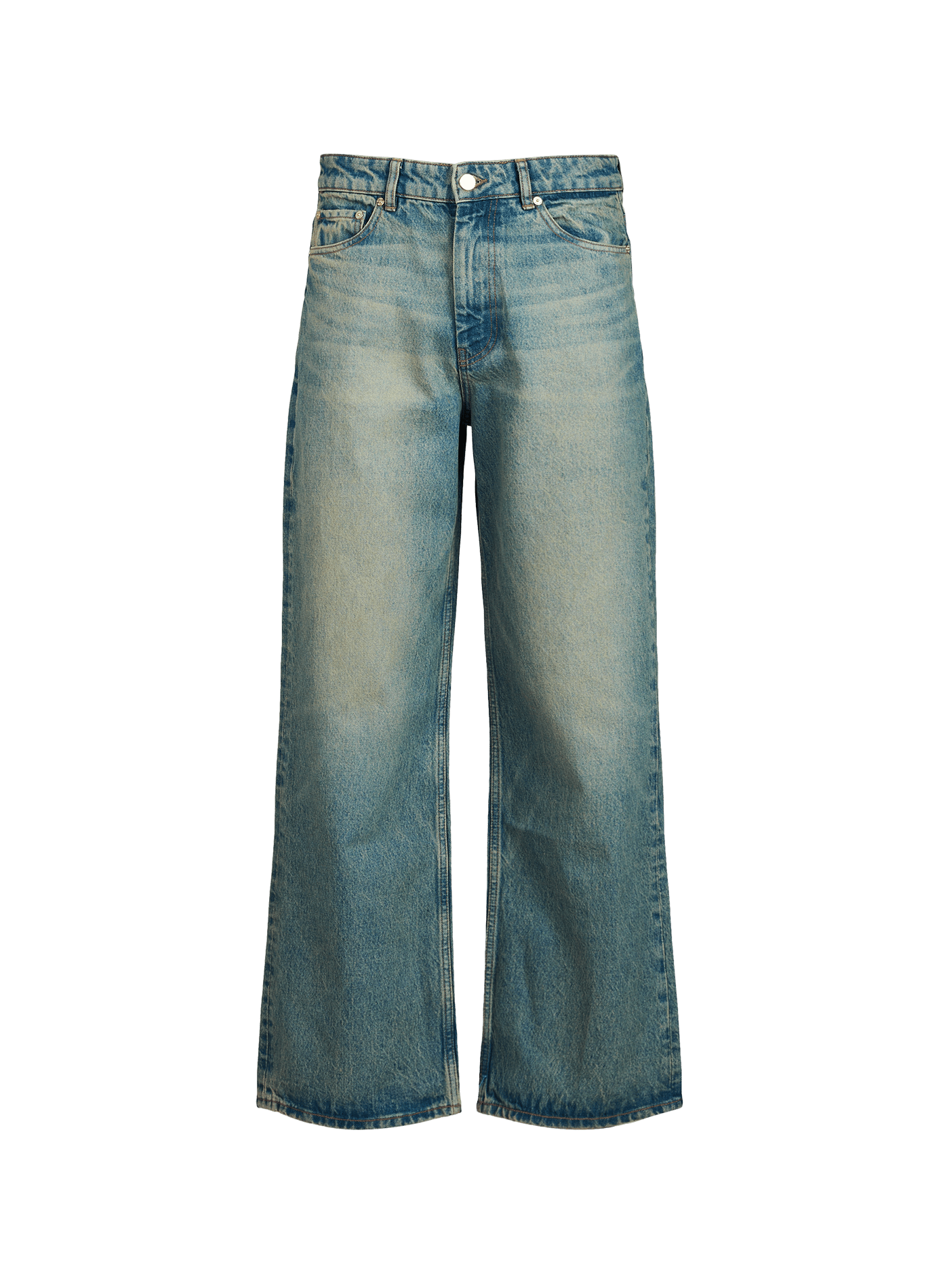 Wide-leg cotton jeans GANNI Blue