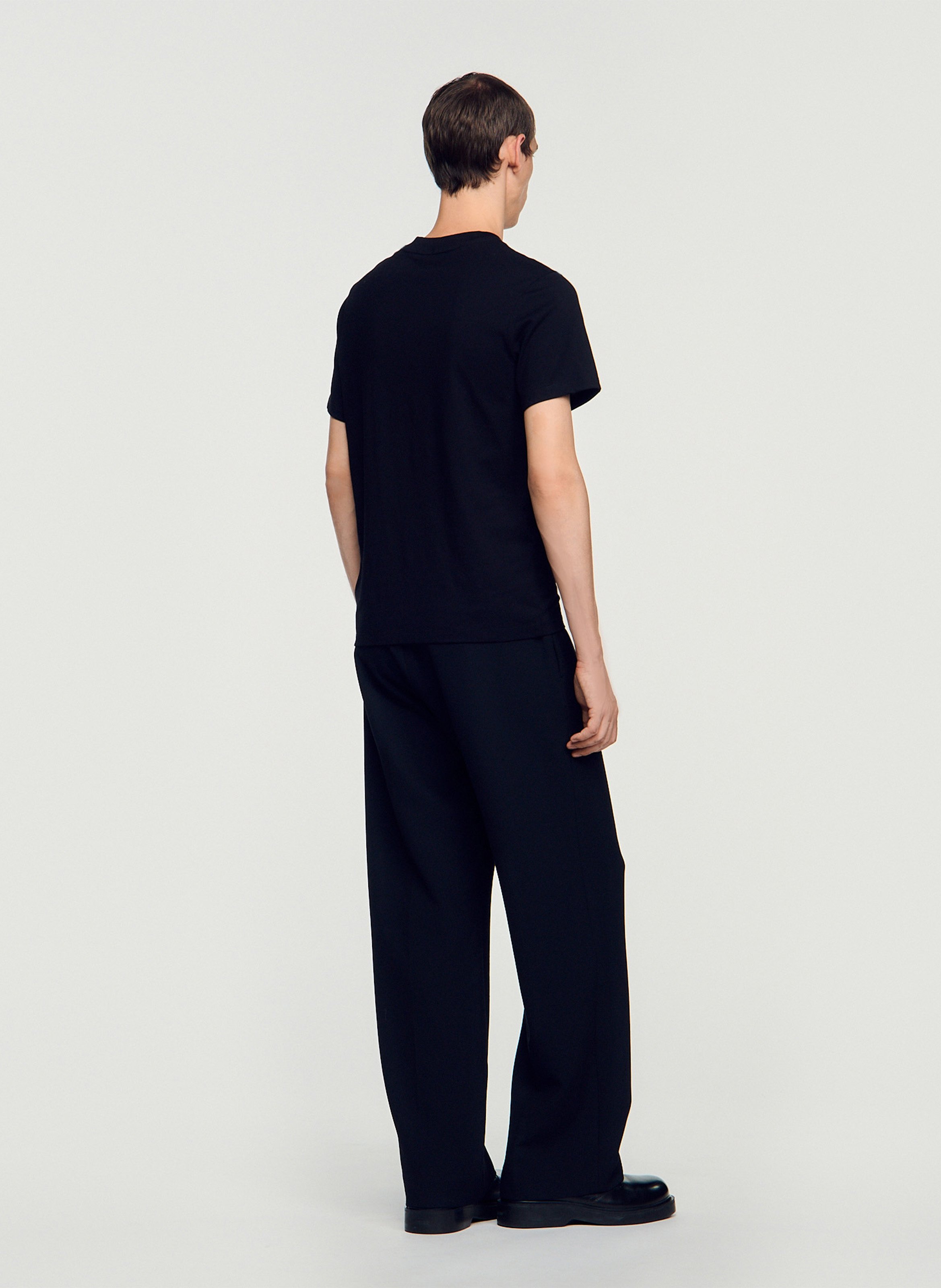 Tee-shirt col rond en coton SANDRO Noir