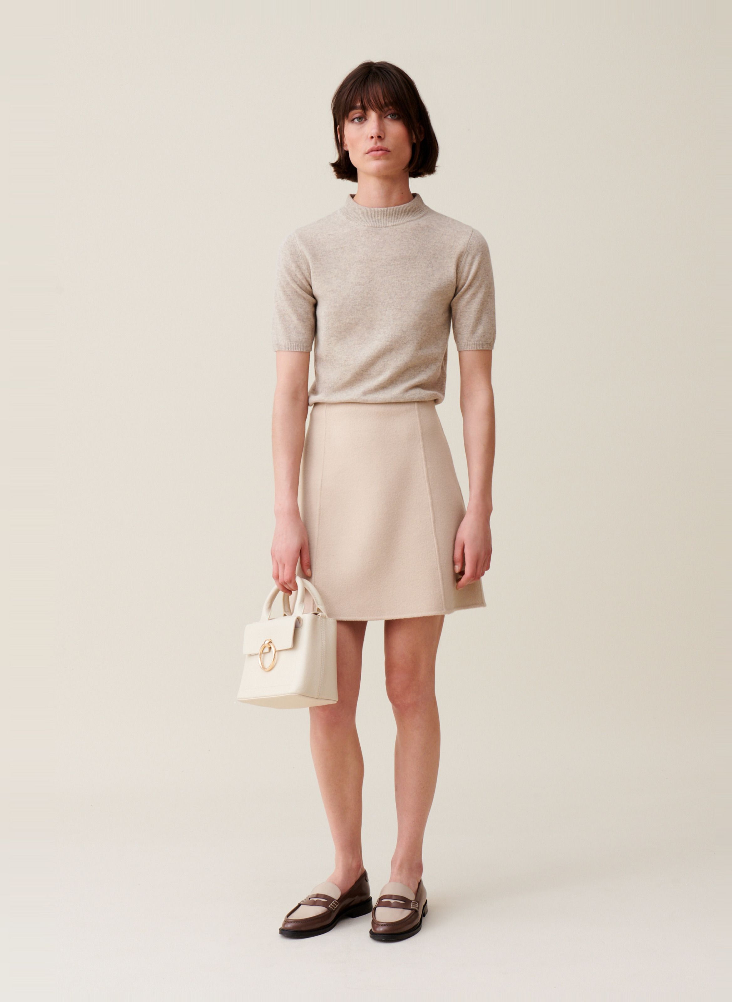 Jupe courte en laine mélangée CLAUDIE PIERLOT Beige