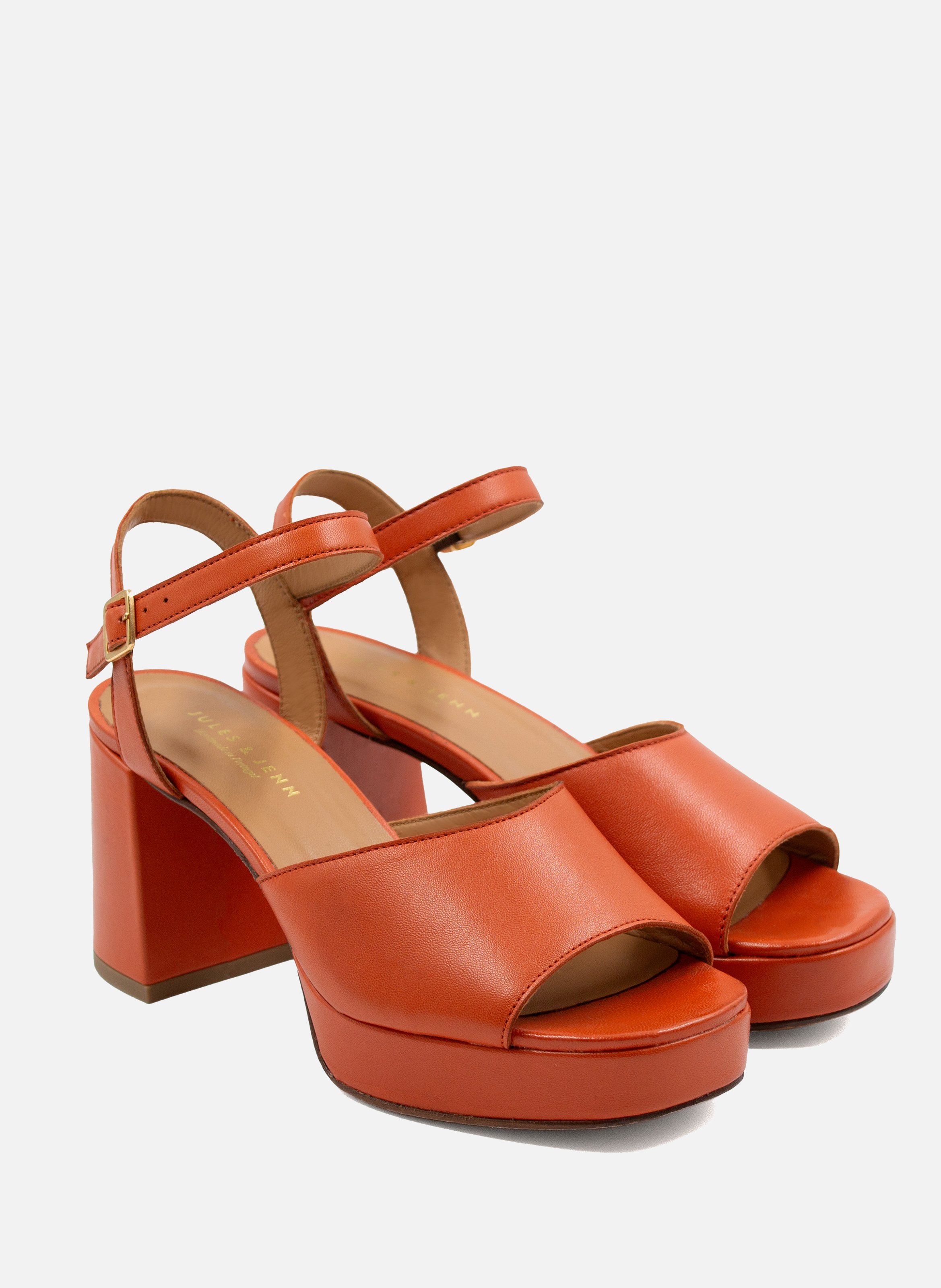 Sandales plateforme cuir lisse JULES & JENN Orange