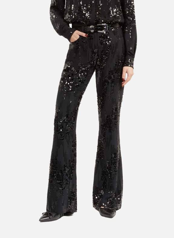 Pantalon flare à sequins Noir by THE KOOPLES THE KOOPLES Pantalon flare à sequins Noir