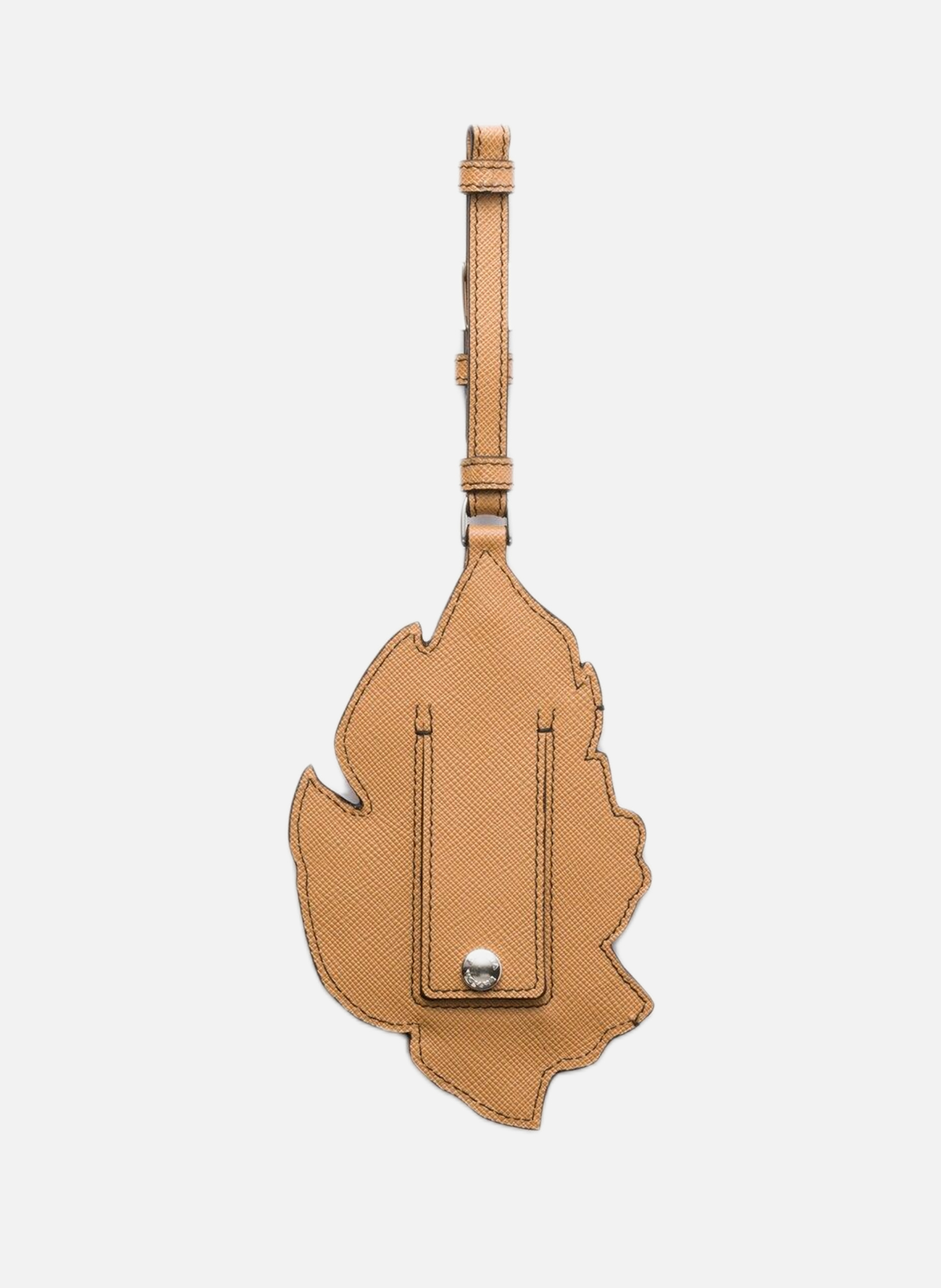 Porte-nom en cuir saffiano PRADA Beige