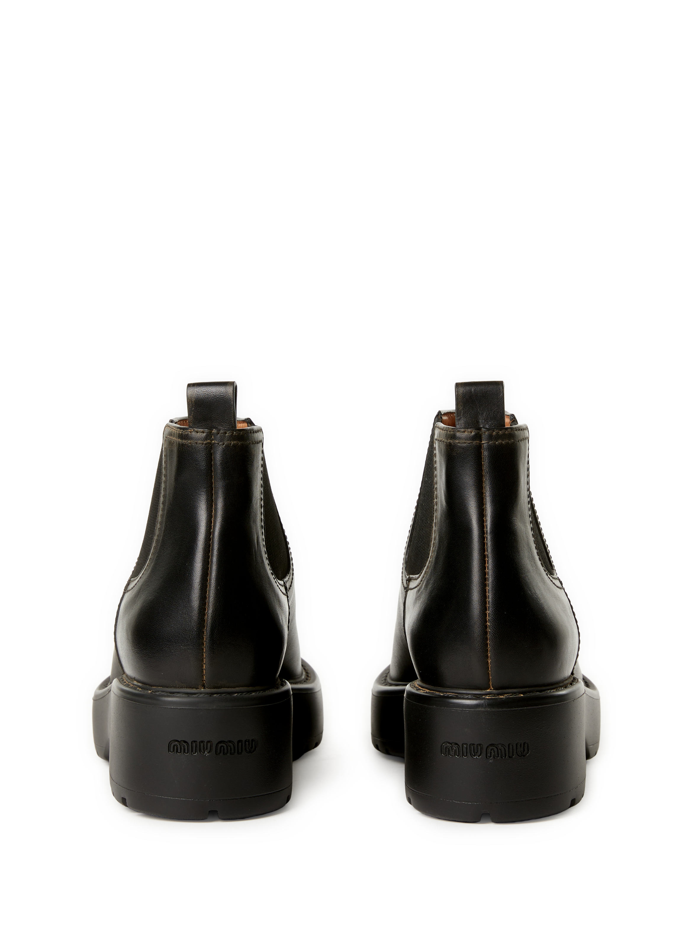 Bottines Chelsea en cuir MIU MIU Noir