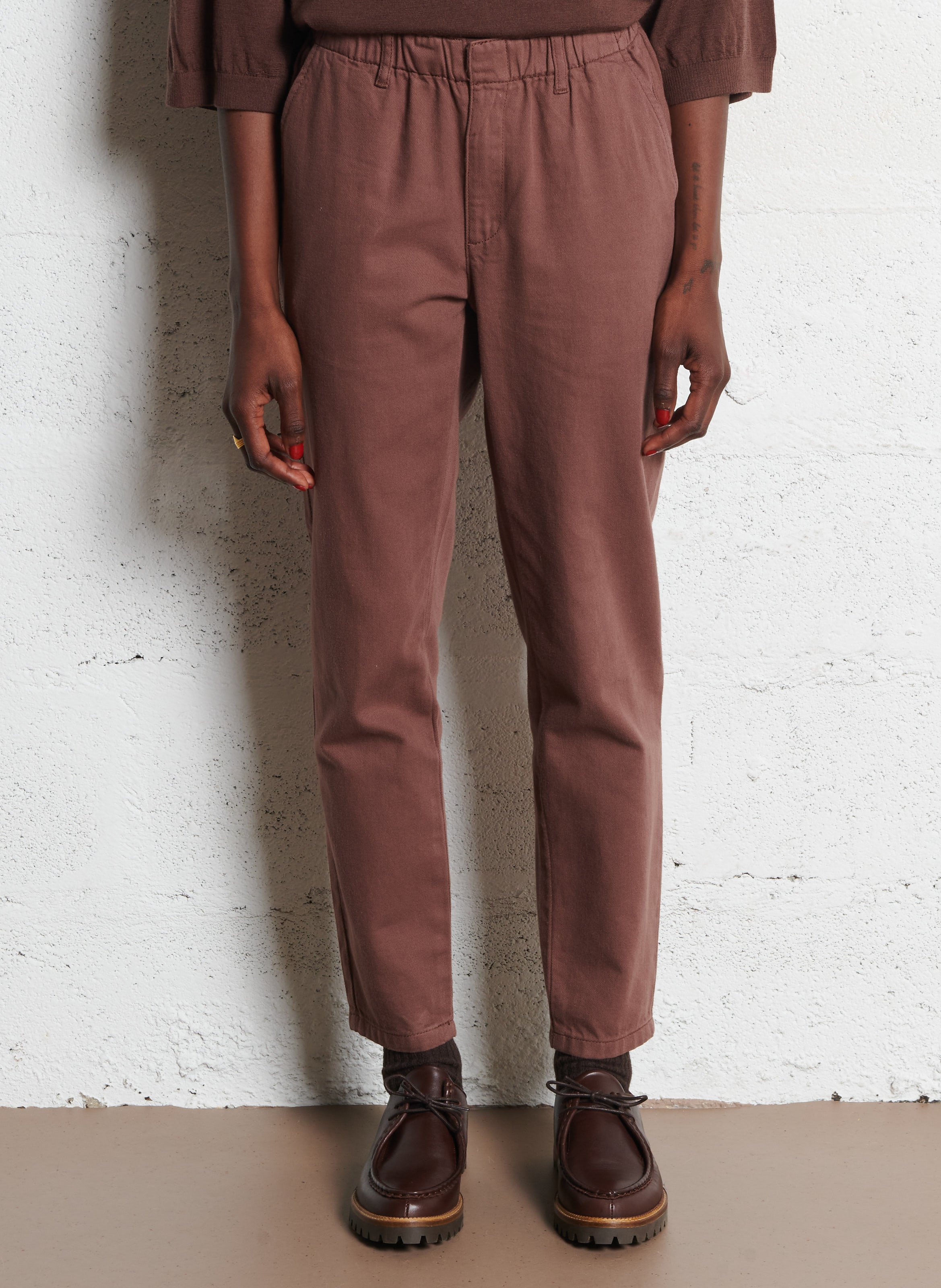 Pantalon chino 7/8ème en coton sabil MAISON 123 Marron