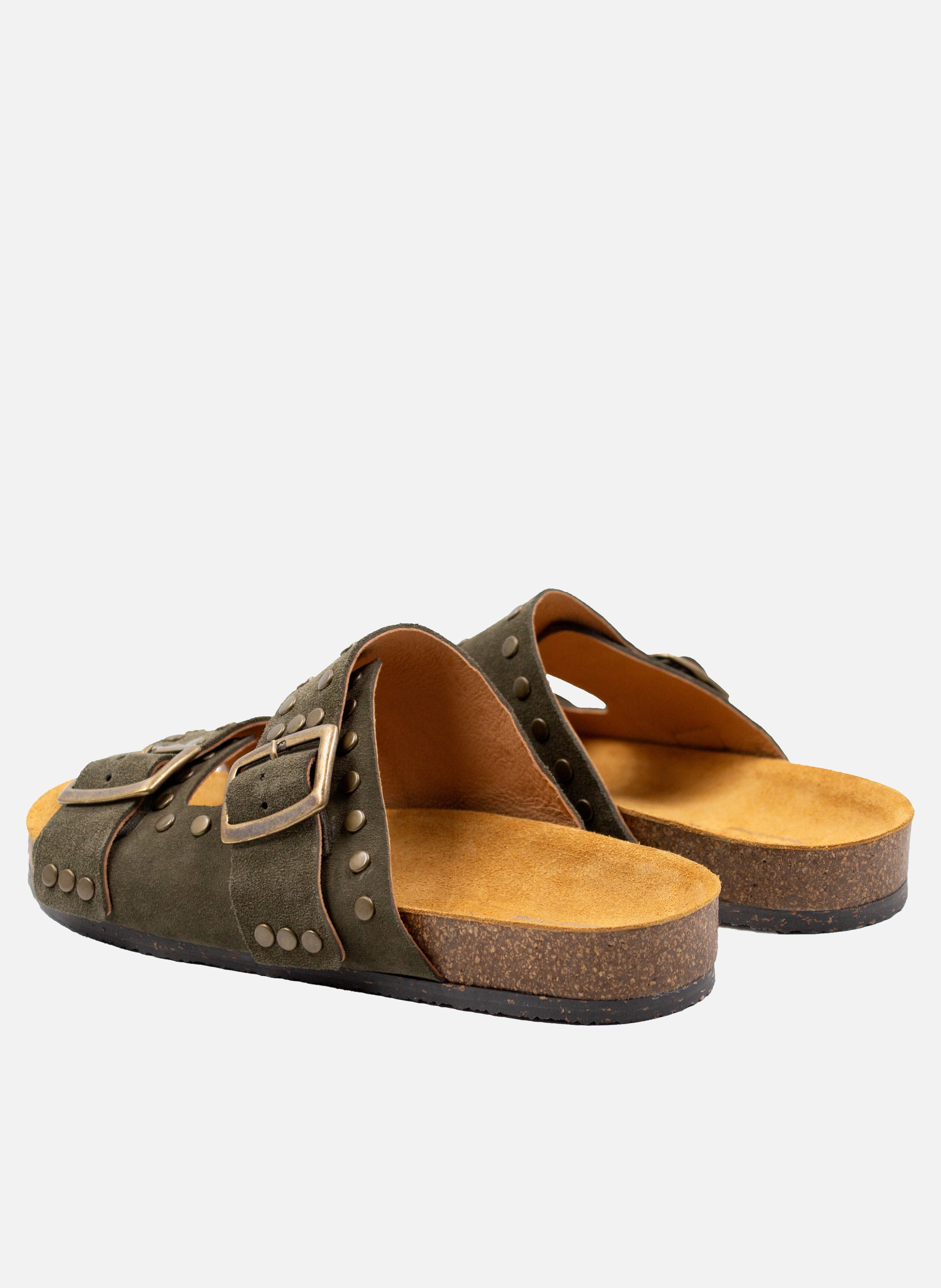 Mules liège clous cuir daim JULES & JENN Vert