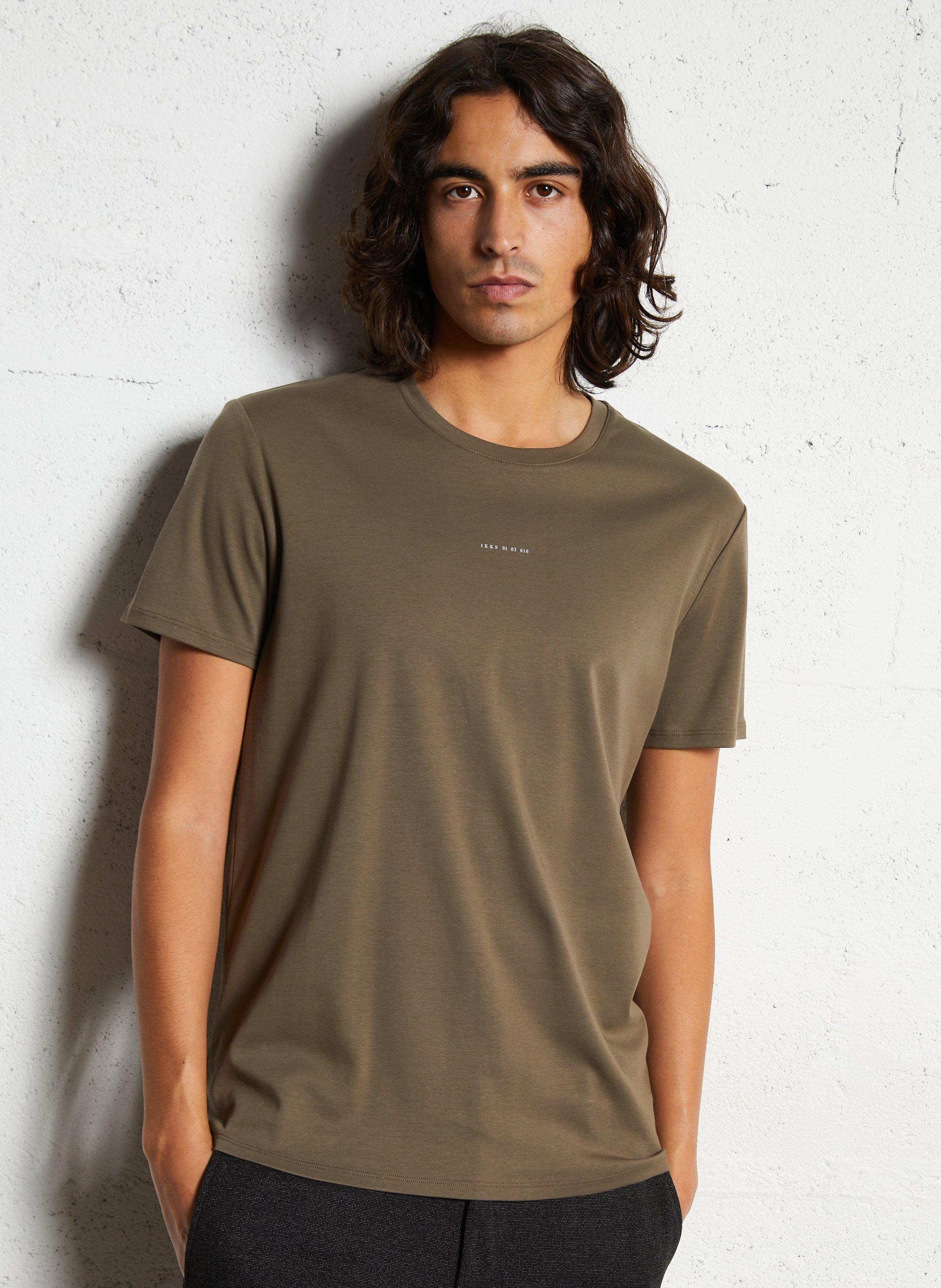 Tee-shirt col rond en coton IKKS Marron