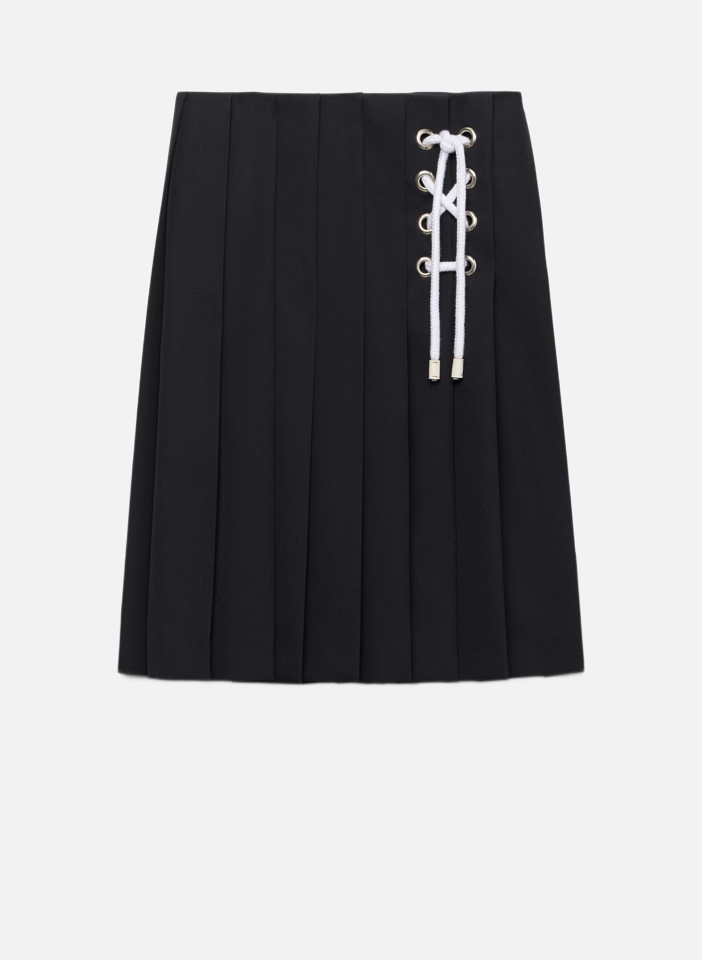 Jupe midi plissée en gabardine PRADA Bleu