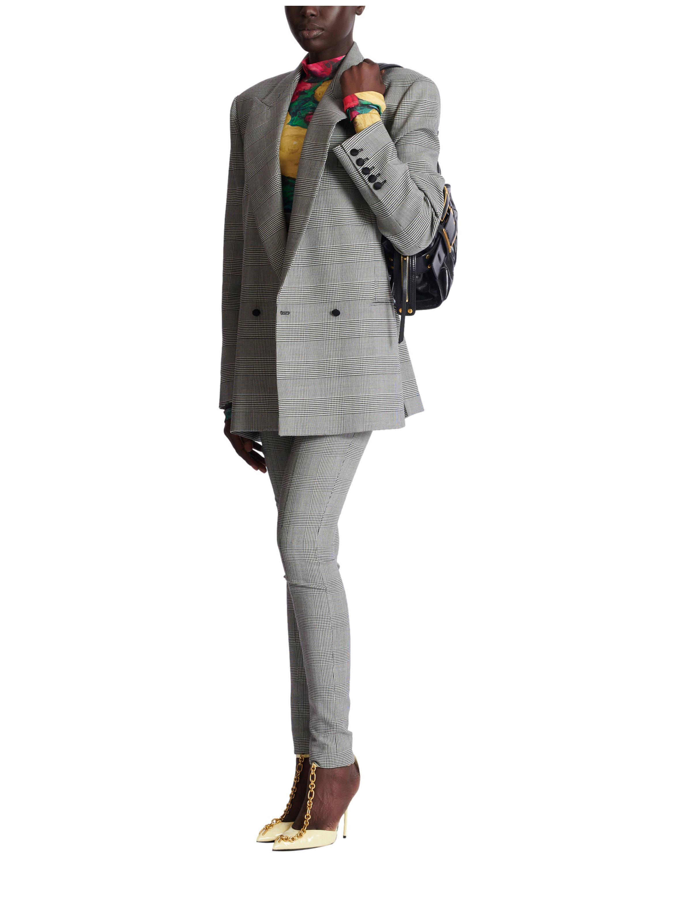 Veste ample en jacquard prince de galles BALMAIN Noir