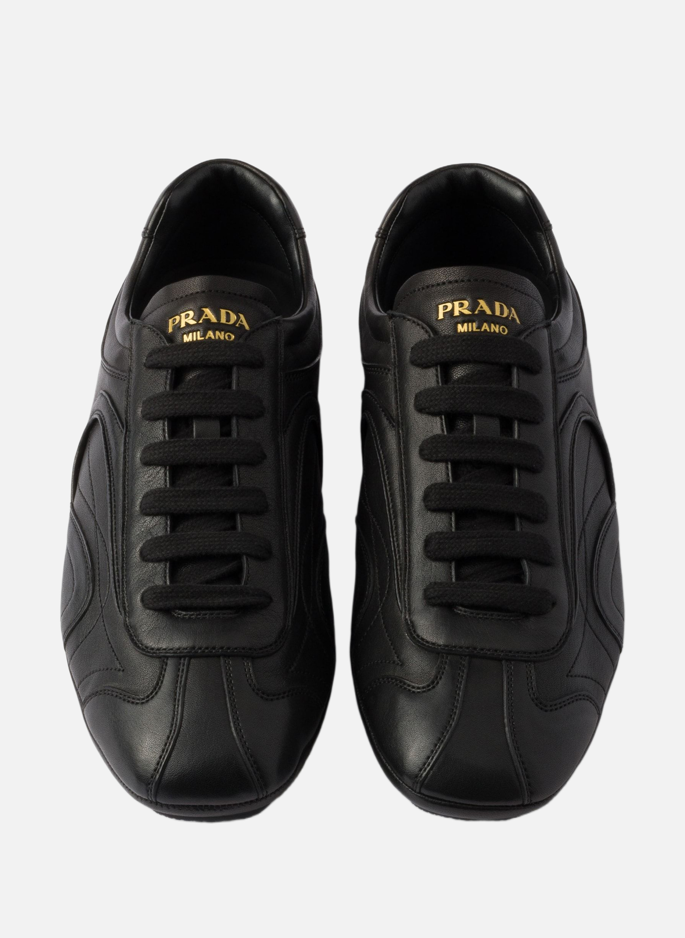 Baskets montecarlo re-edition 2005 en cuir nappa v PRADA Noir