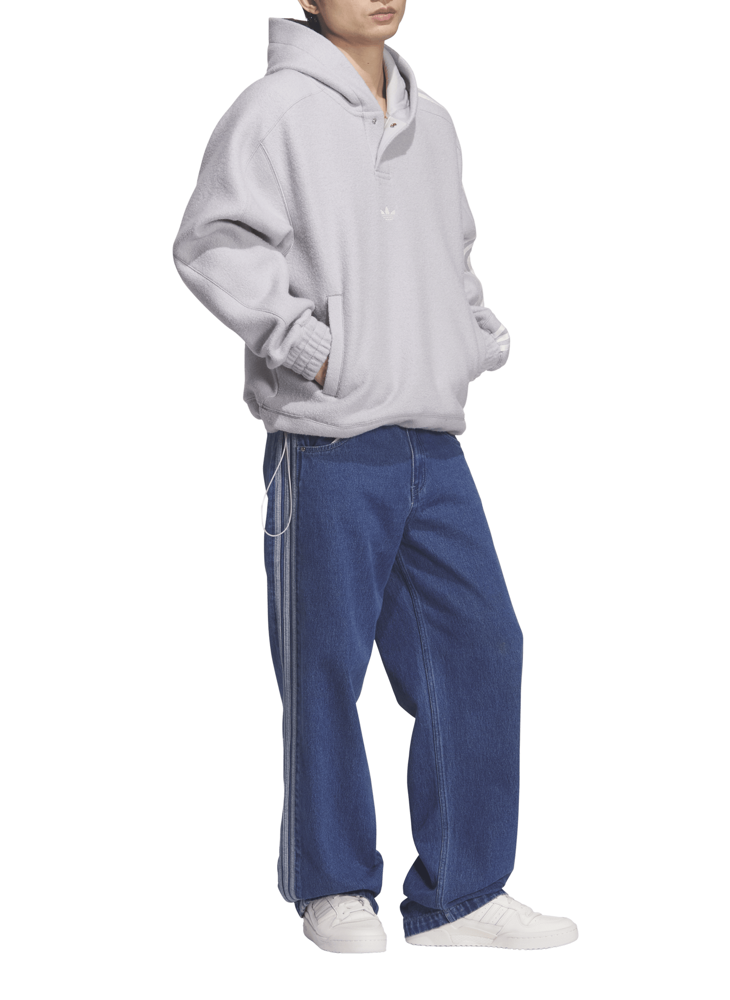 Oversized hoodie with logo embroidery ADIDAS Grey